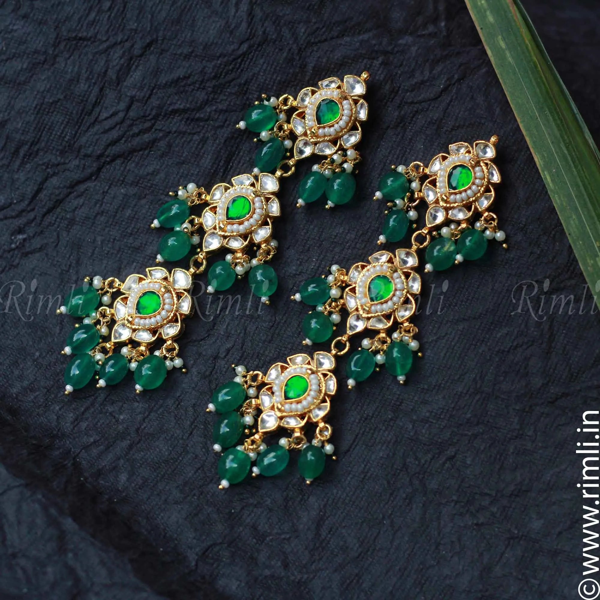 Green Polki Earrings