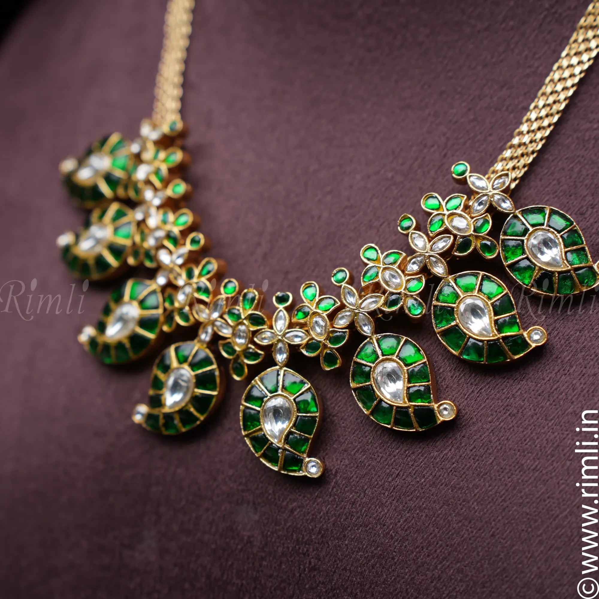Karvi Mango Necklace Set - Green