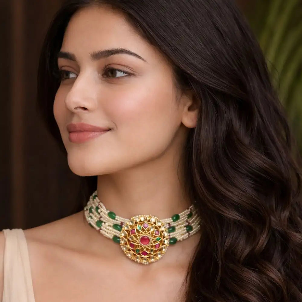Greesha Pearl Polki Choker