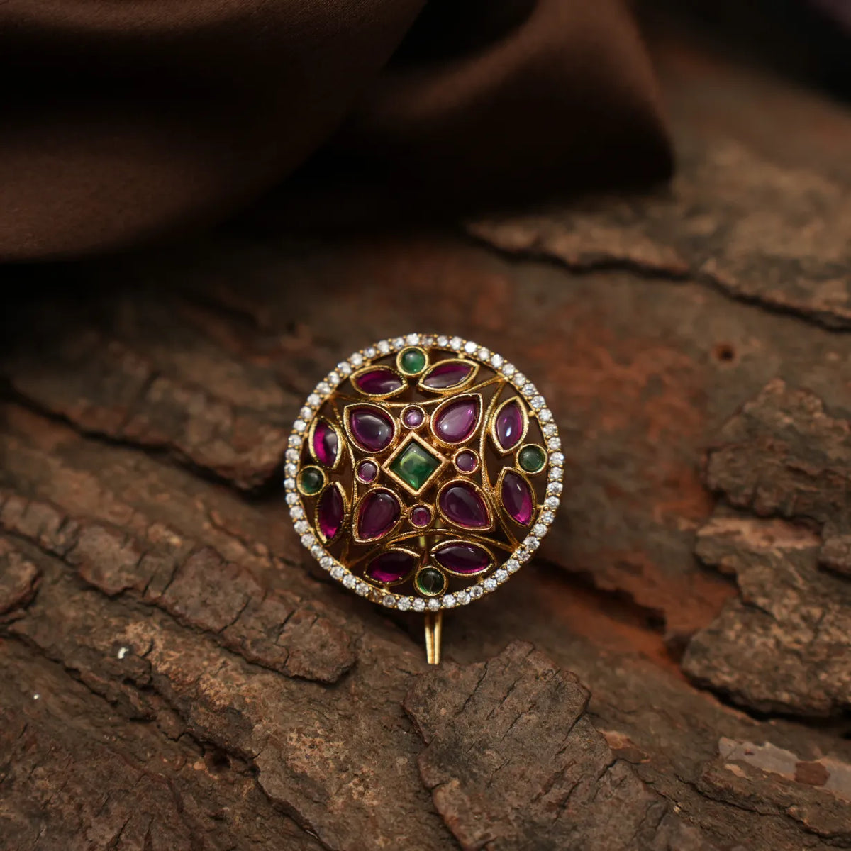 Haislee Antique Hair Pin /  Rakkodi - Red