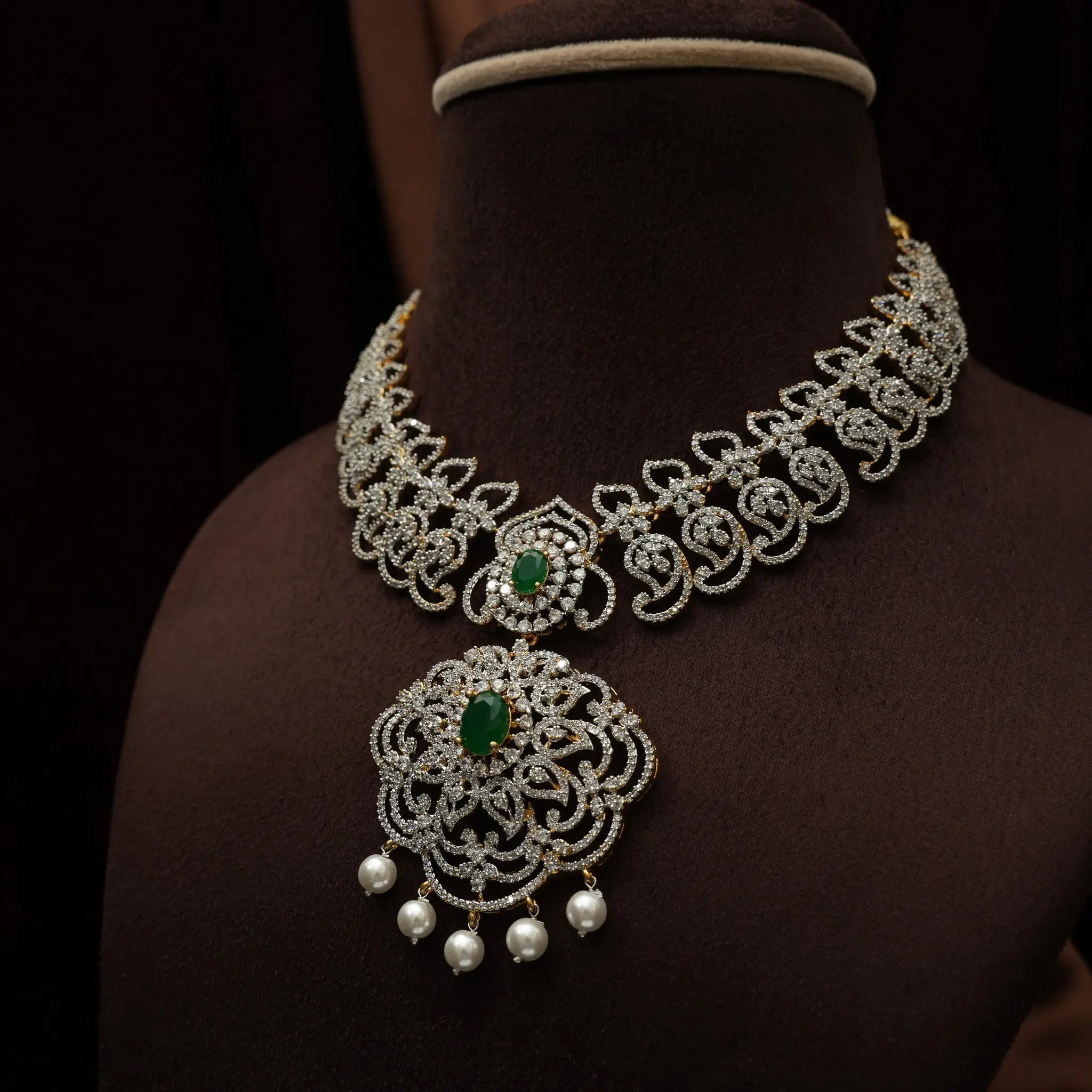 Haniya Zircon Necklace - Green