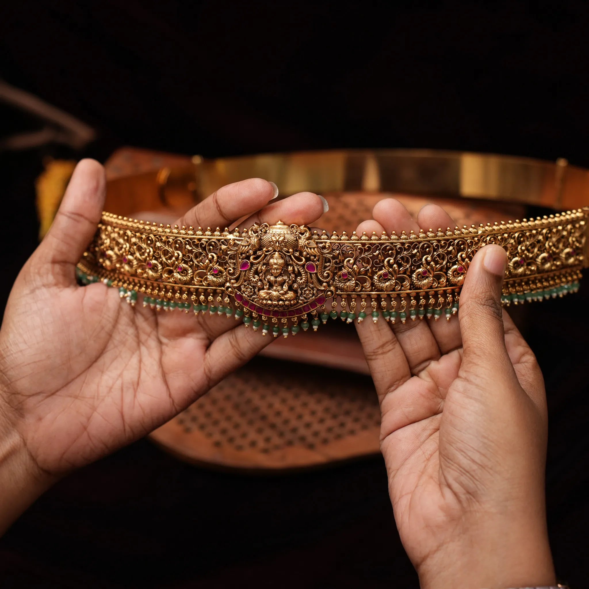 Hansika Antique Hip Belt - Green