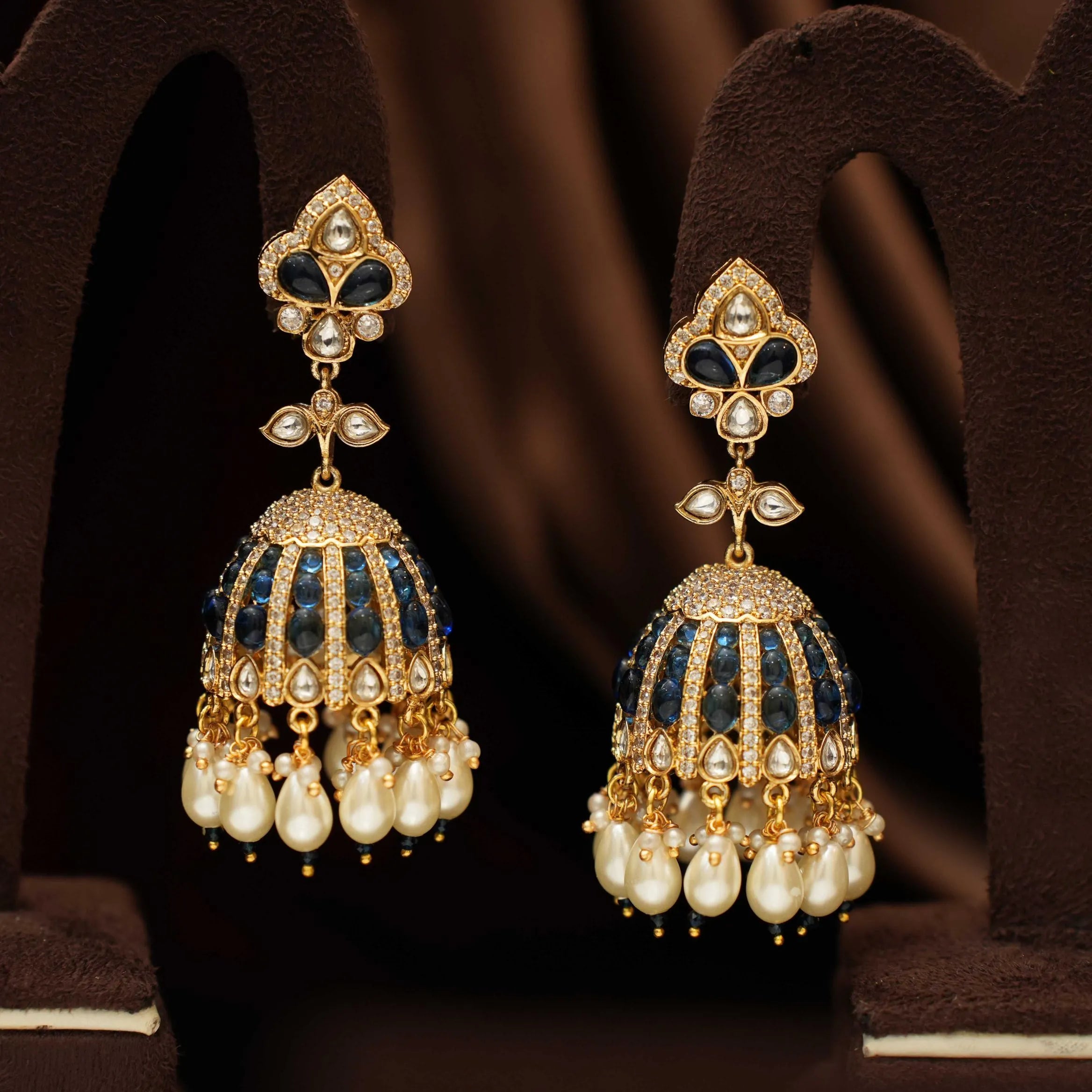 Hansika Jhumka Earrings - Blue