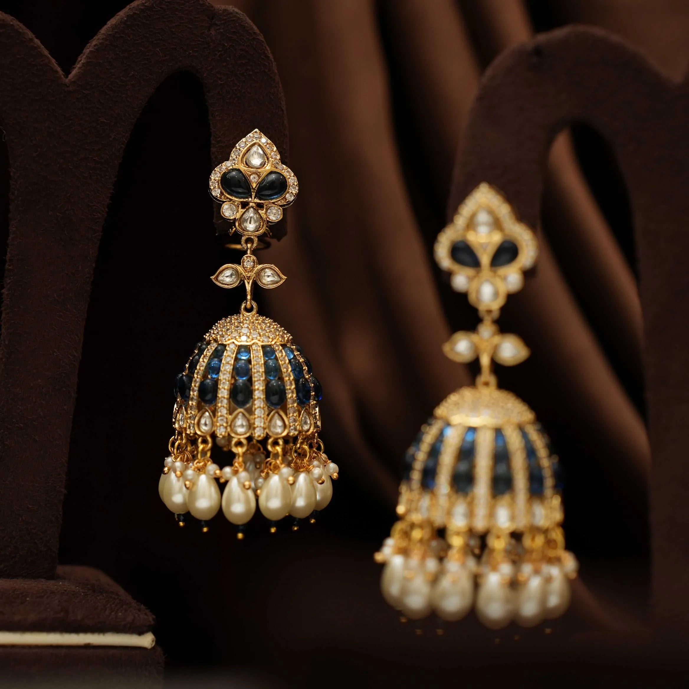 Hansika Jhumka Earrings - Blue