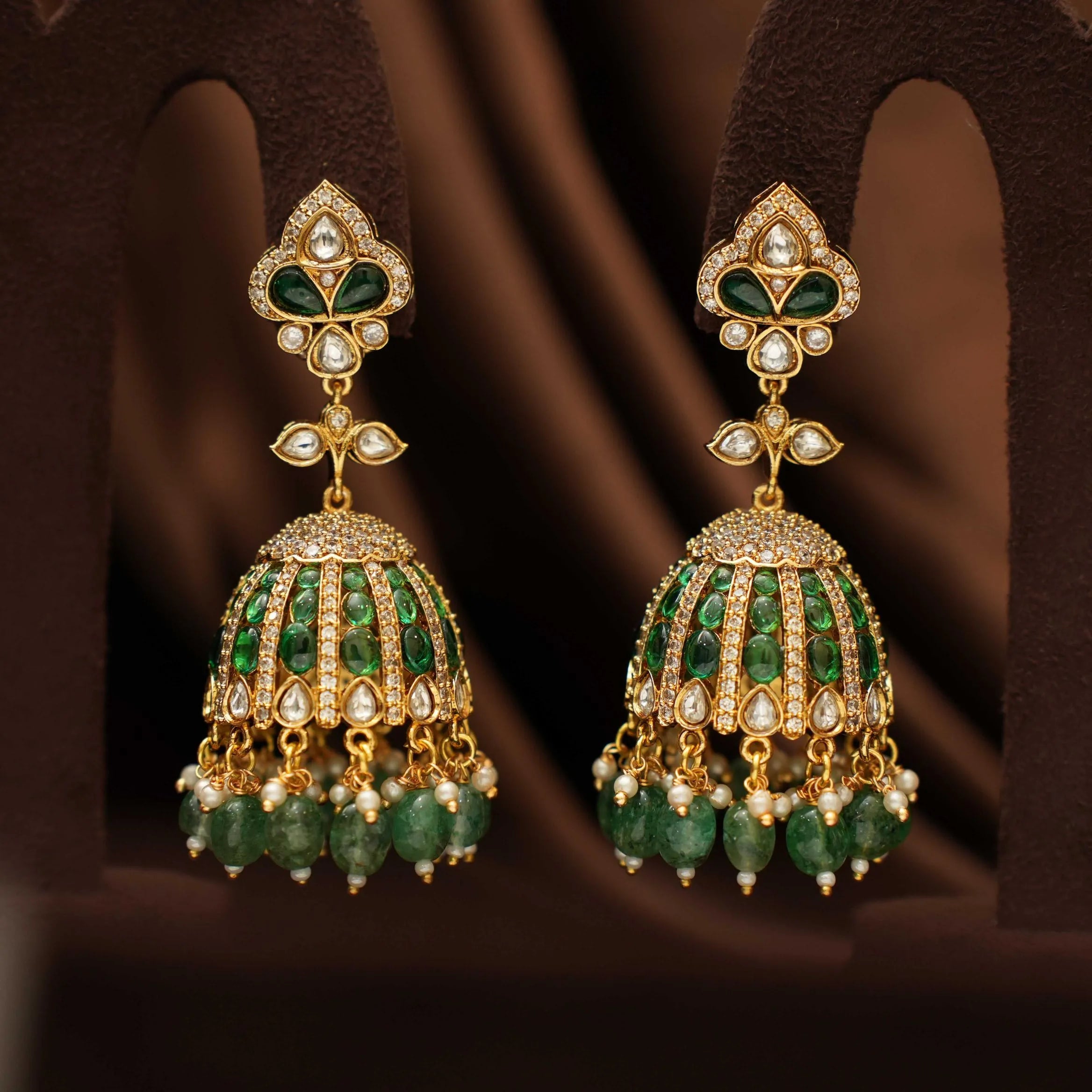 Hansika Jhumka Earrings - Green