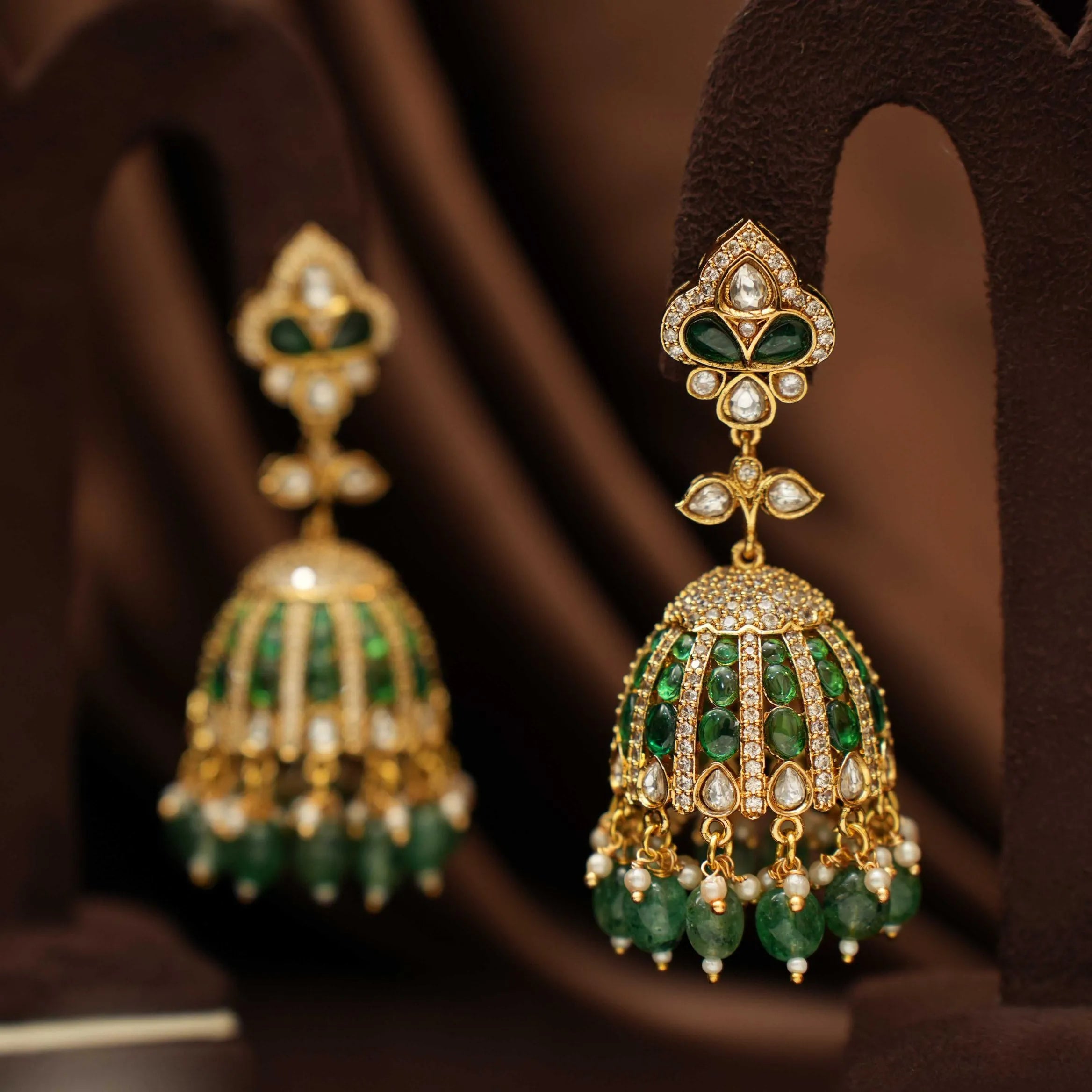 Hansika Jhumka Earrings - Green