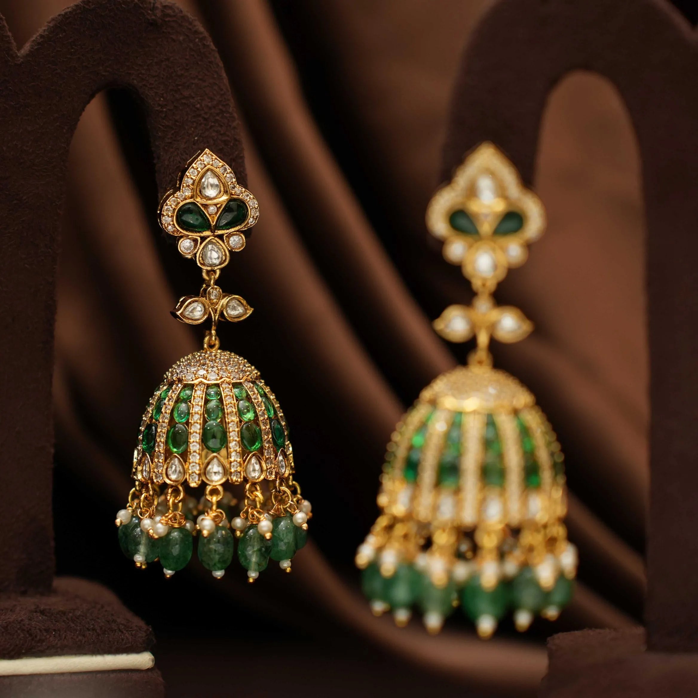 Hansika Jhumka Earrings - Green