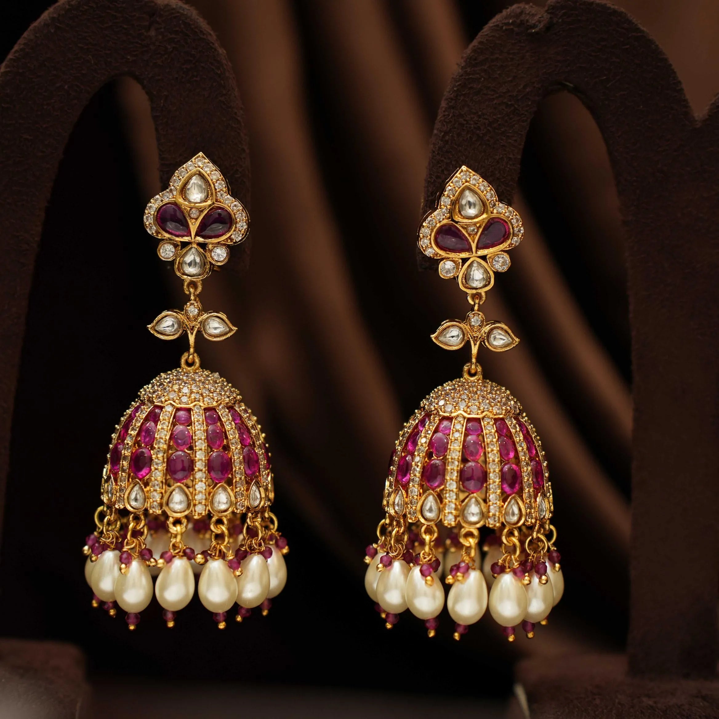 Hansika Jhumka Earrings - Red