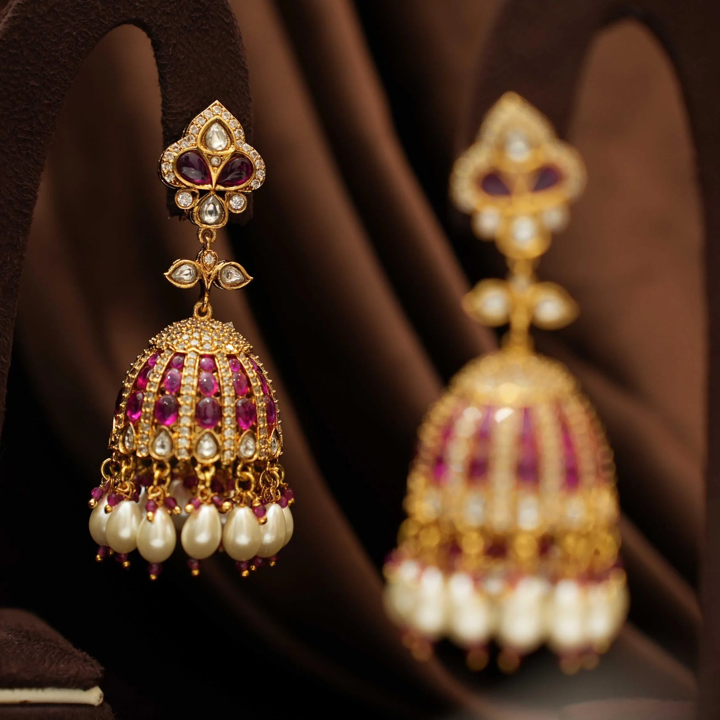 Hansika Jhumka Earrings - Red