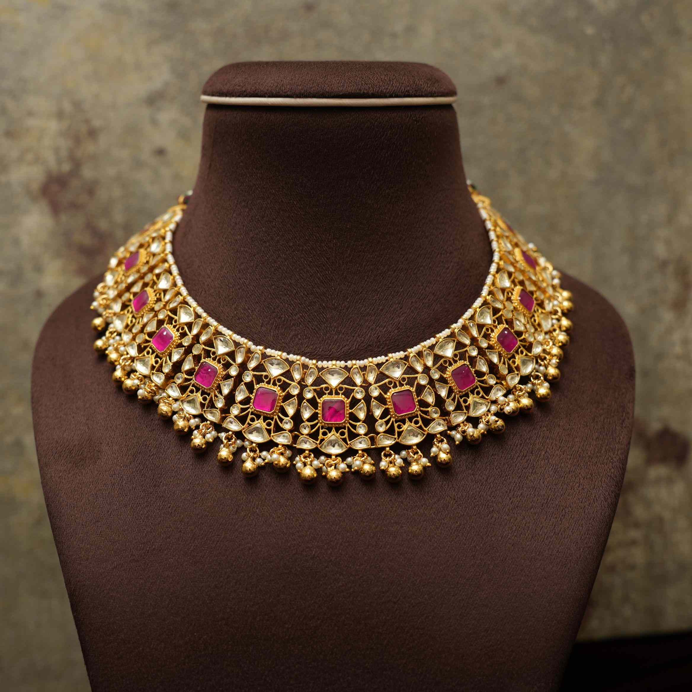 Hardvi Polki Necklace - Pink