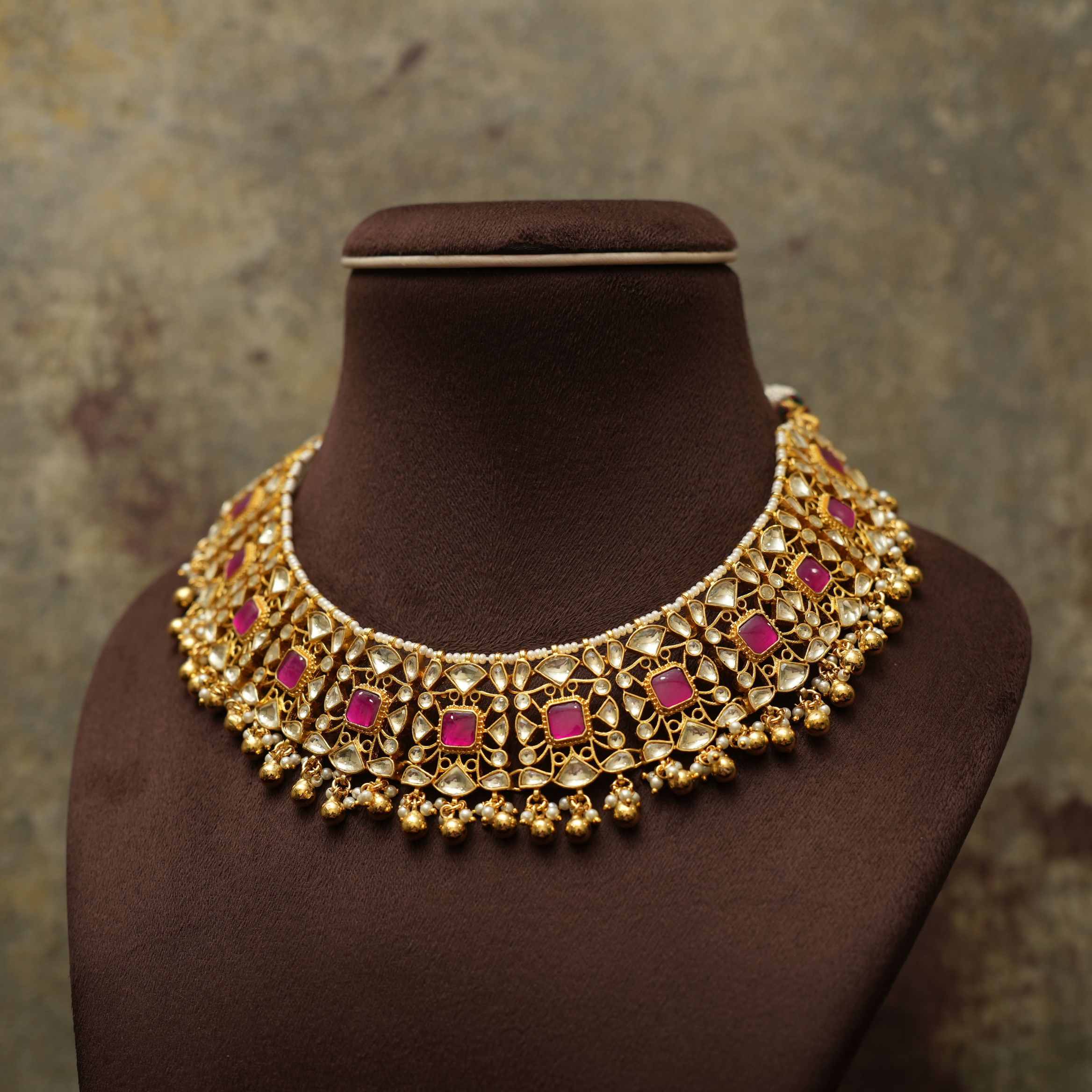 Hardvi Polki Necklace - Pink
