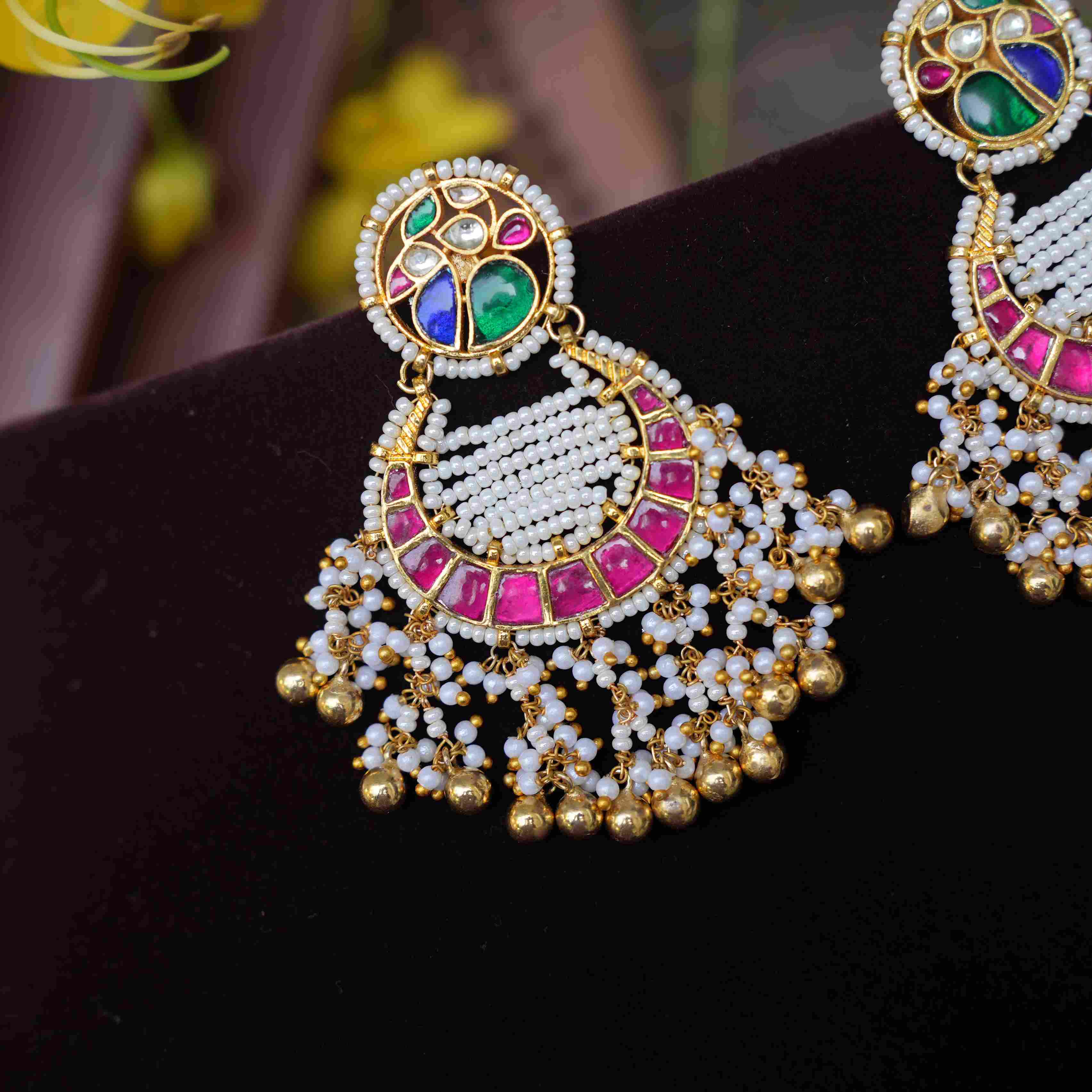 Harita Polki Chandbali Earrings