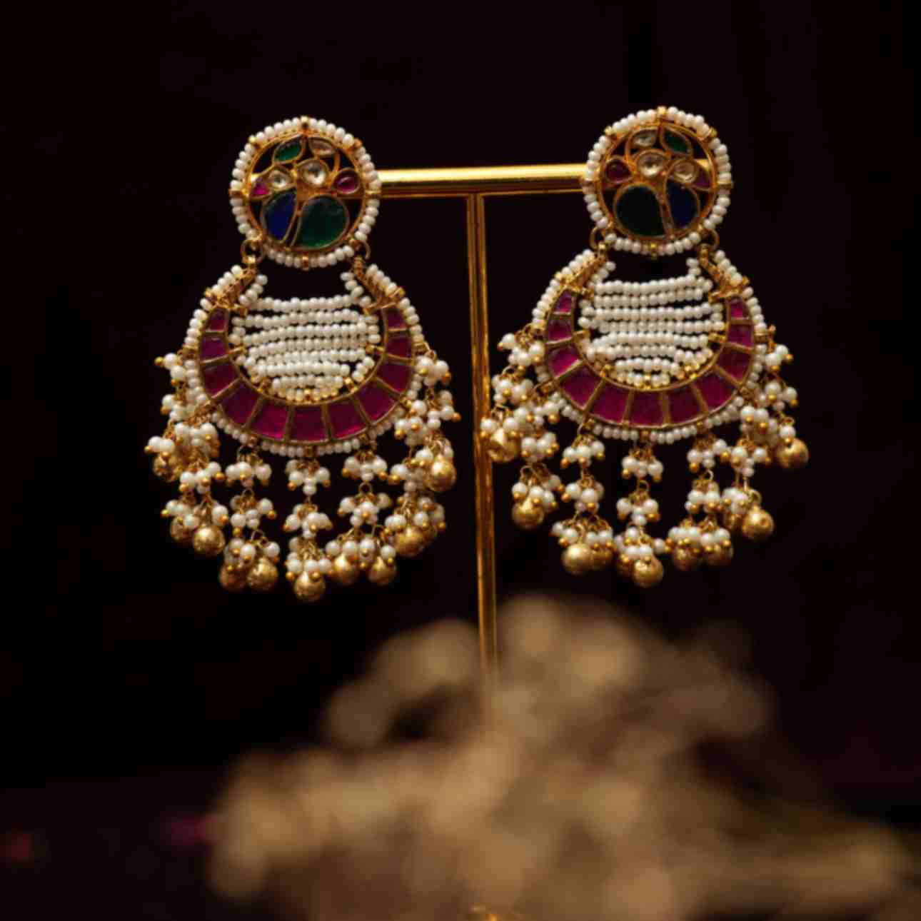 Harita Polki Chandbali Earrings - Rimli Boutique