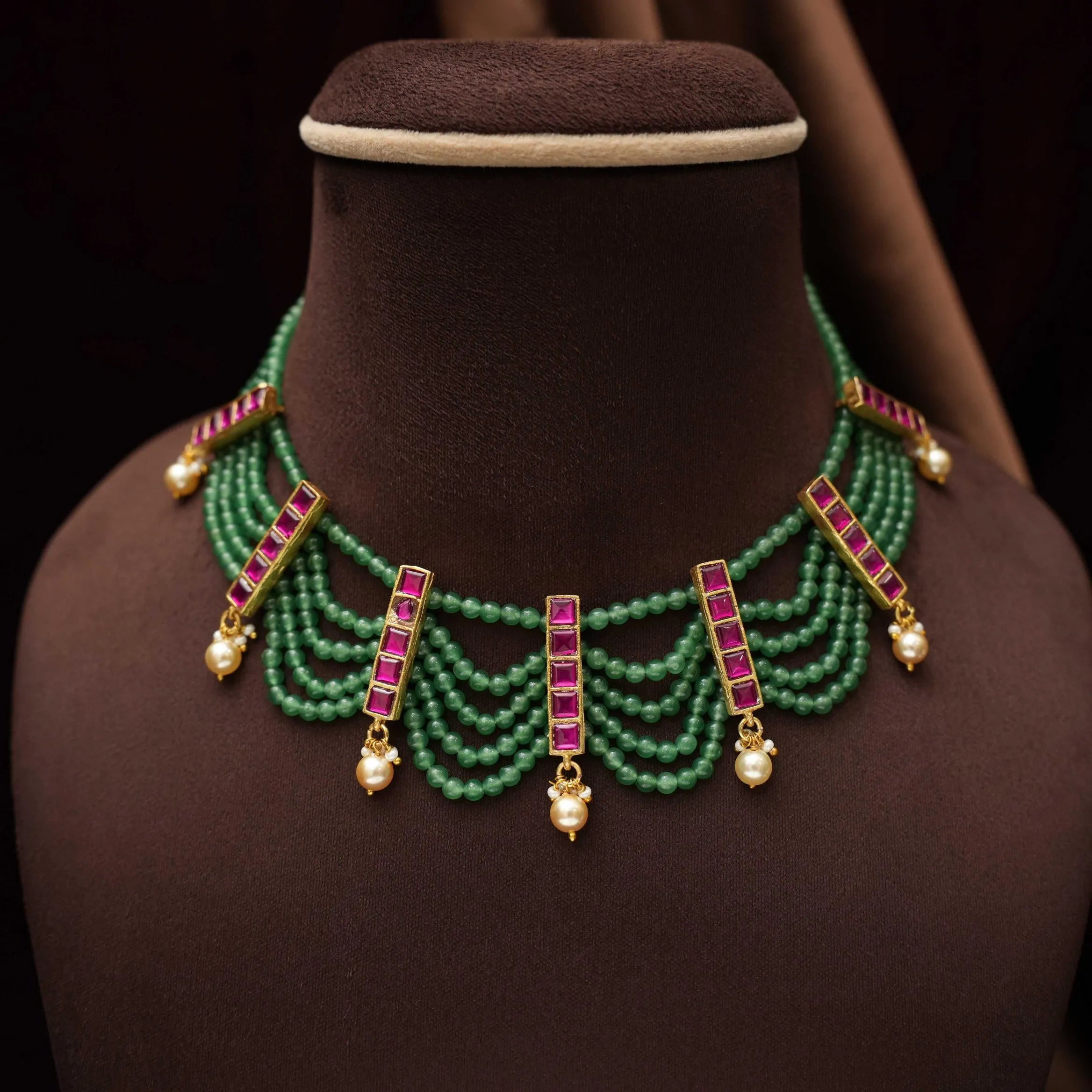 Hariti Polki Necklace - Green