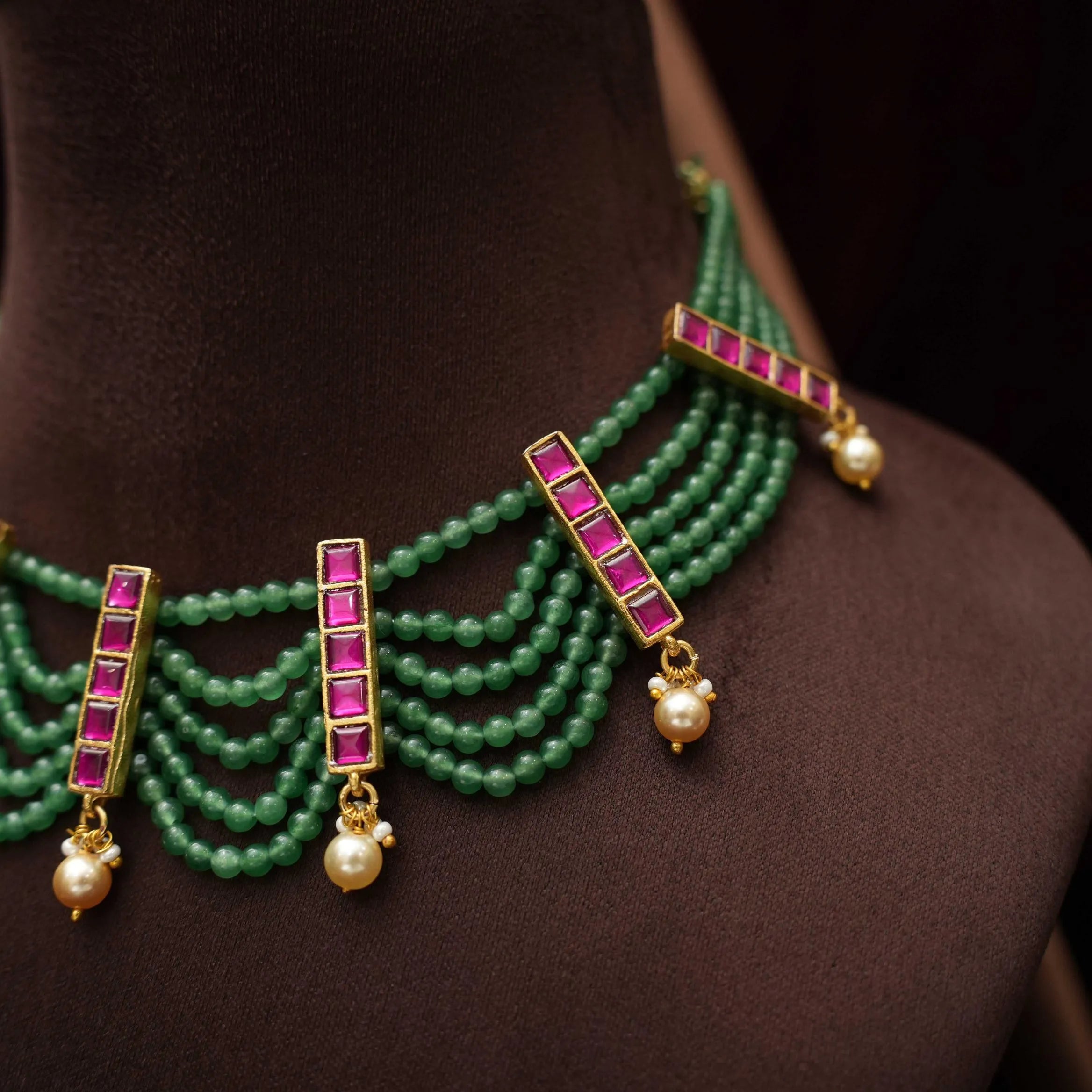 Hariti Polki Necklace - Green