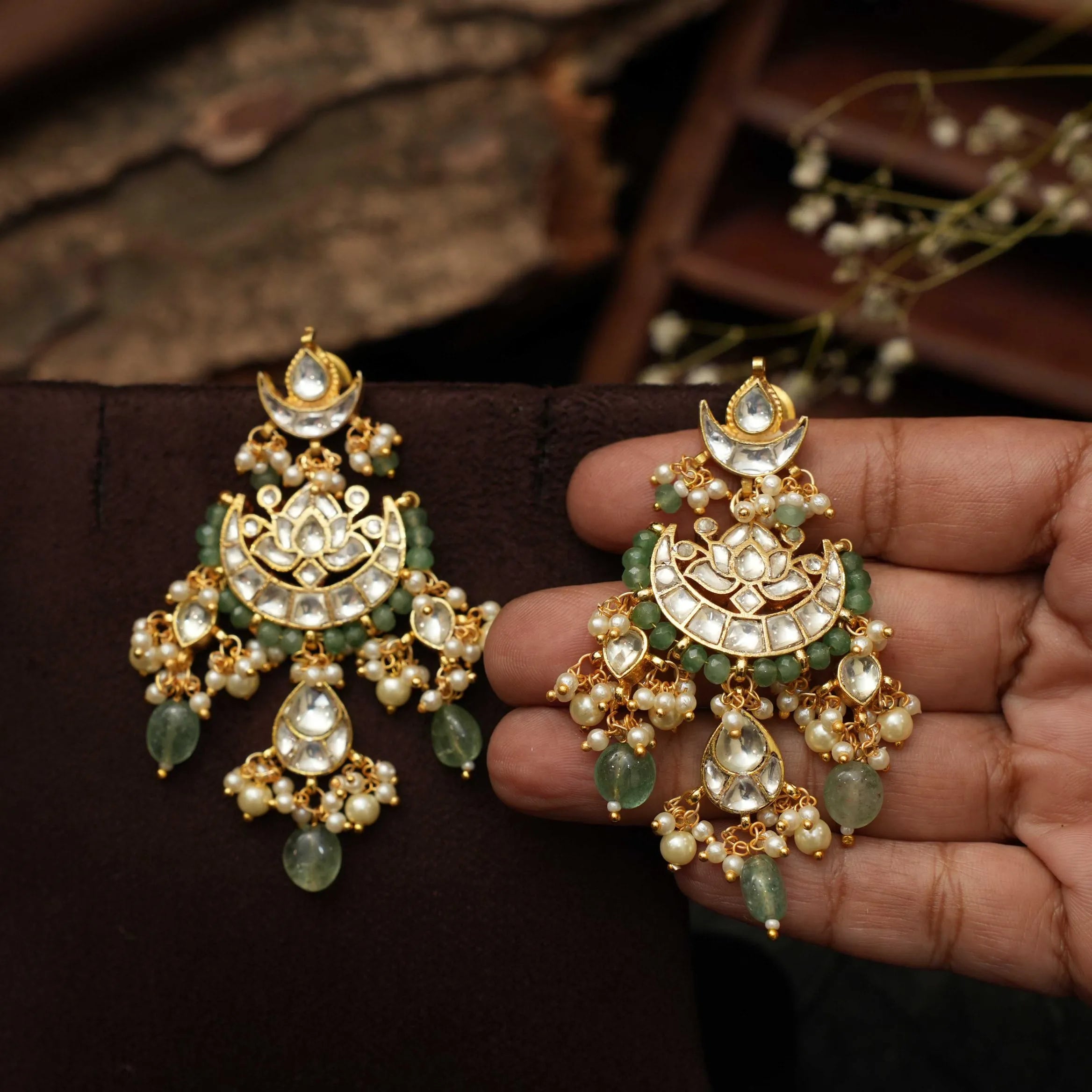 Harper Polki Chandbali Earrings