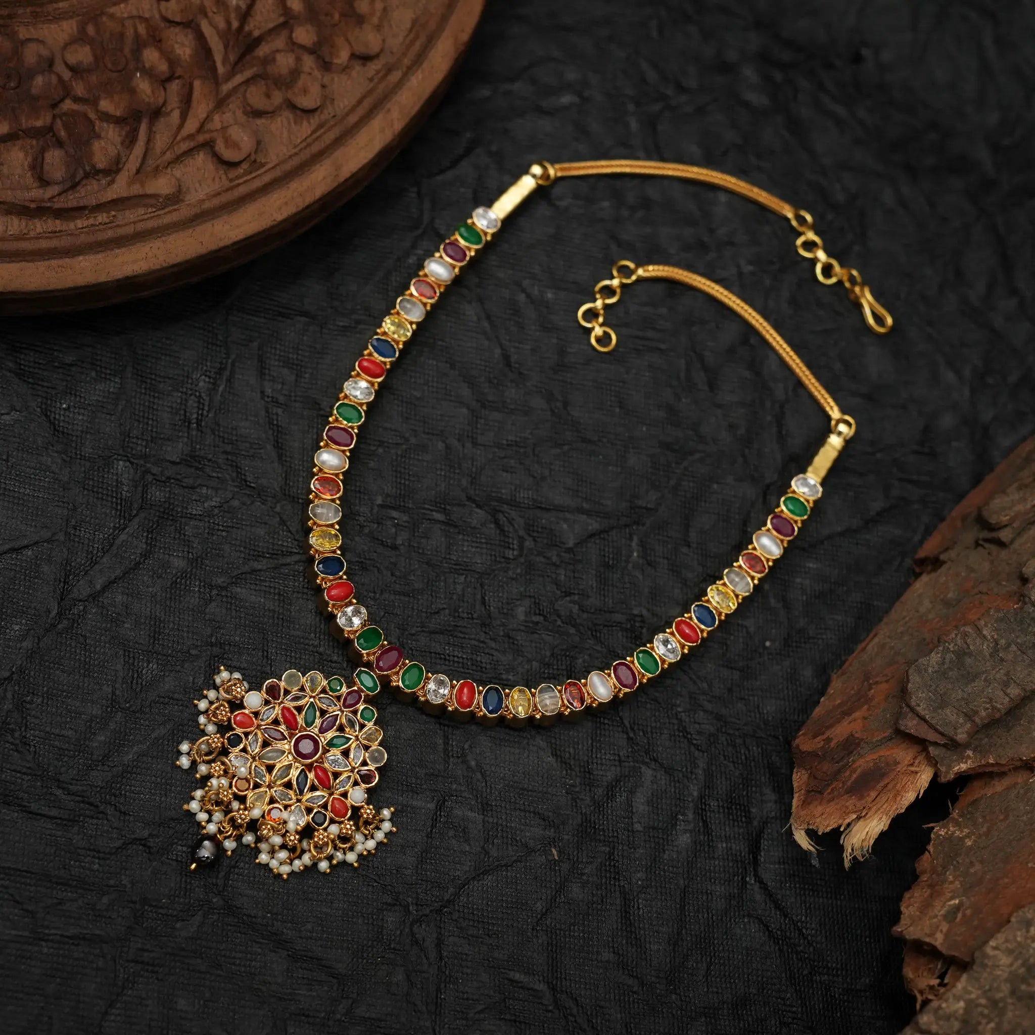 Harshali Silver Reversible Necklace
