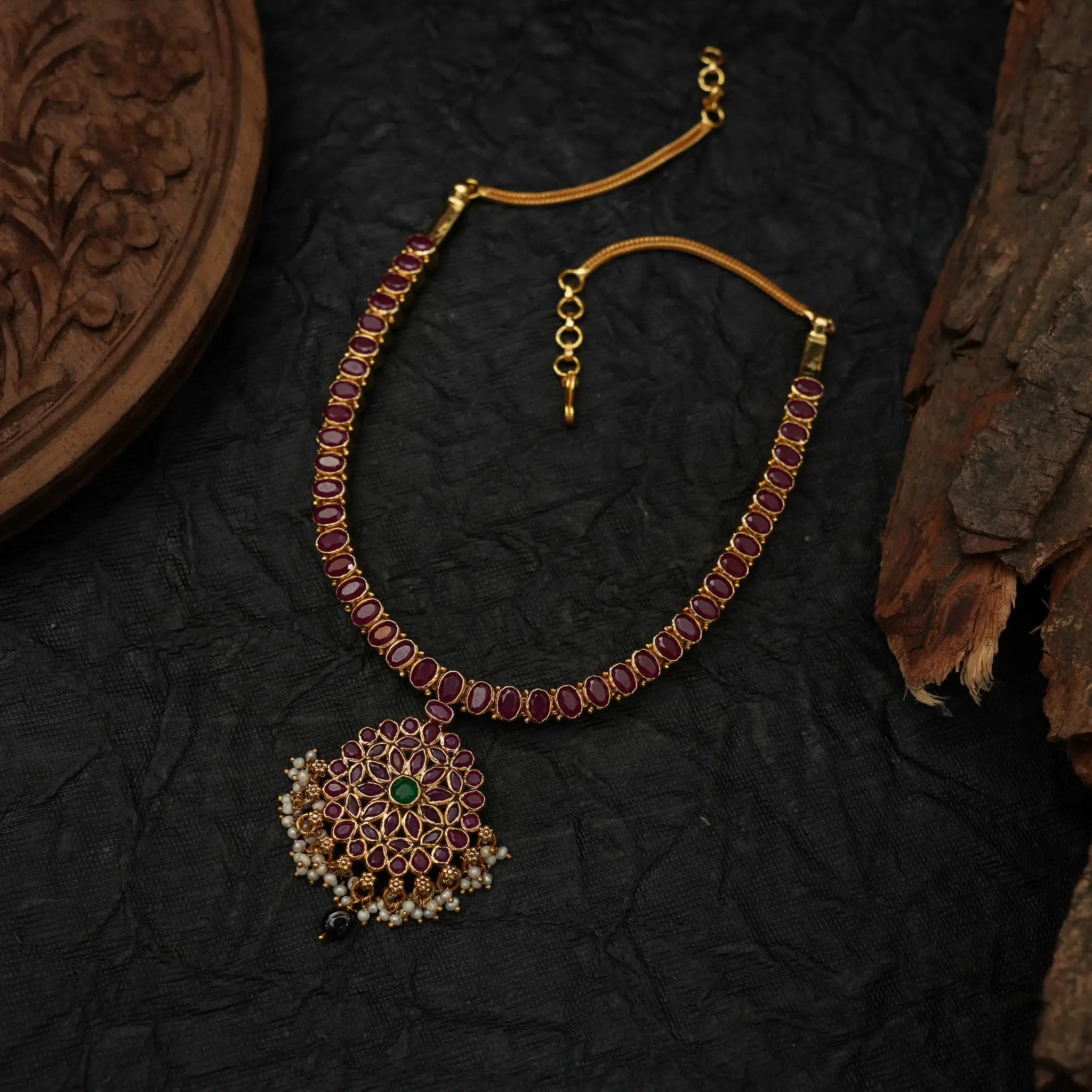 Harshali Silver Reversible Necklace