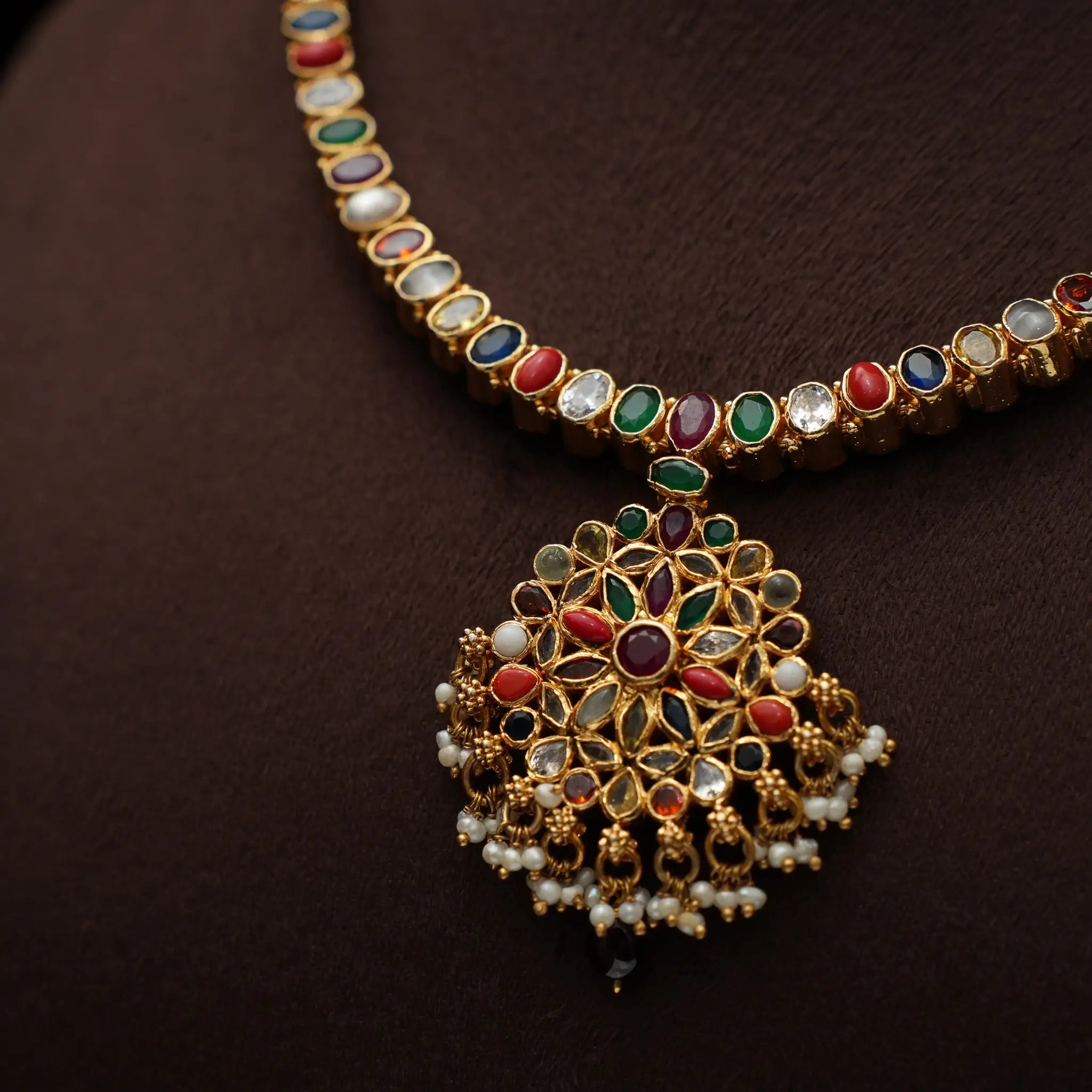 Harshali Silver Reversible Necklace