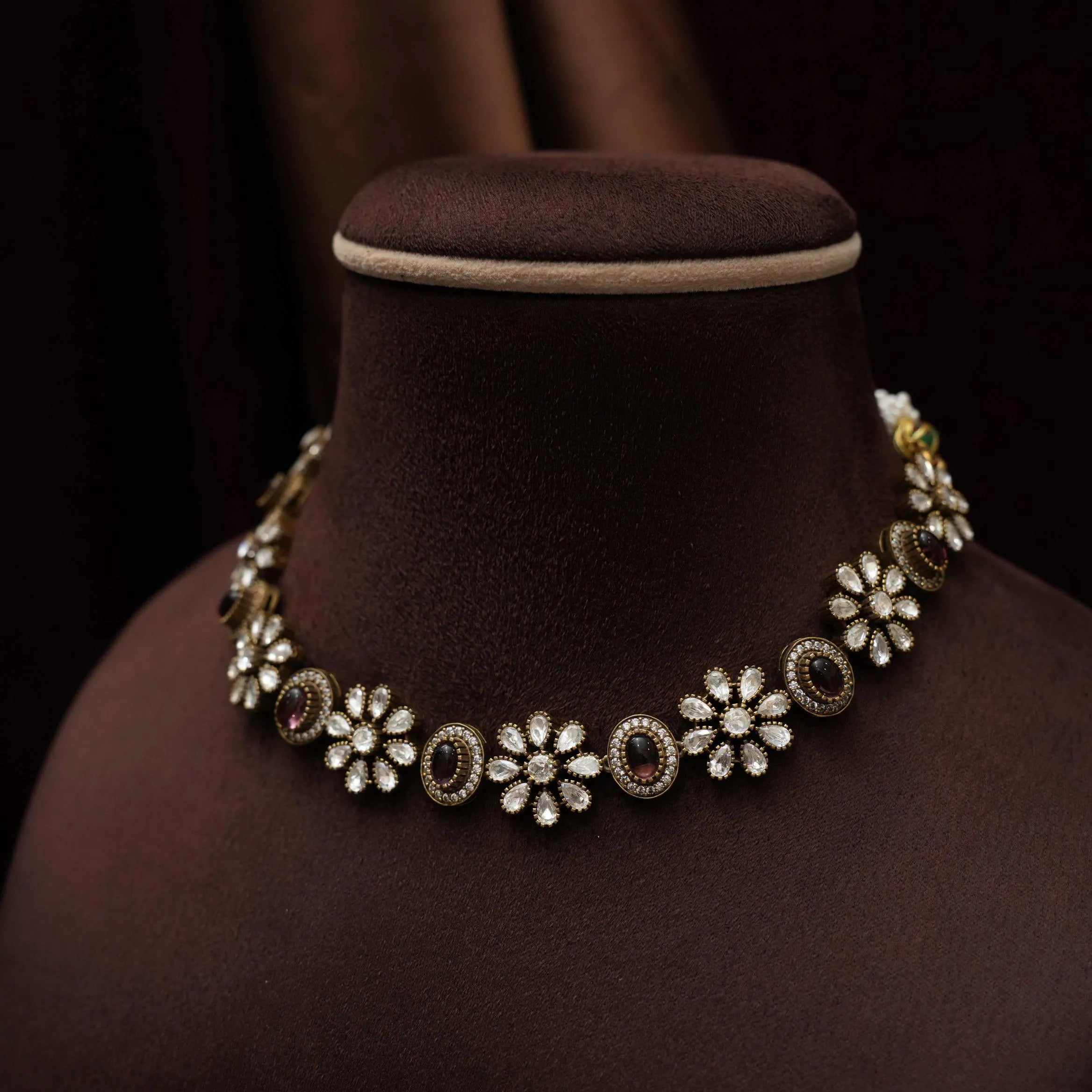 Haruni Victorian Kundan Necklace - Purple