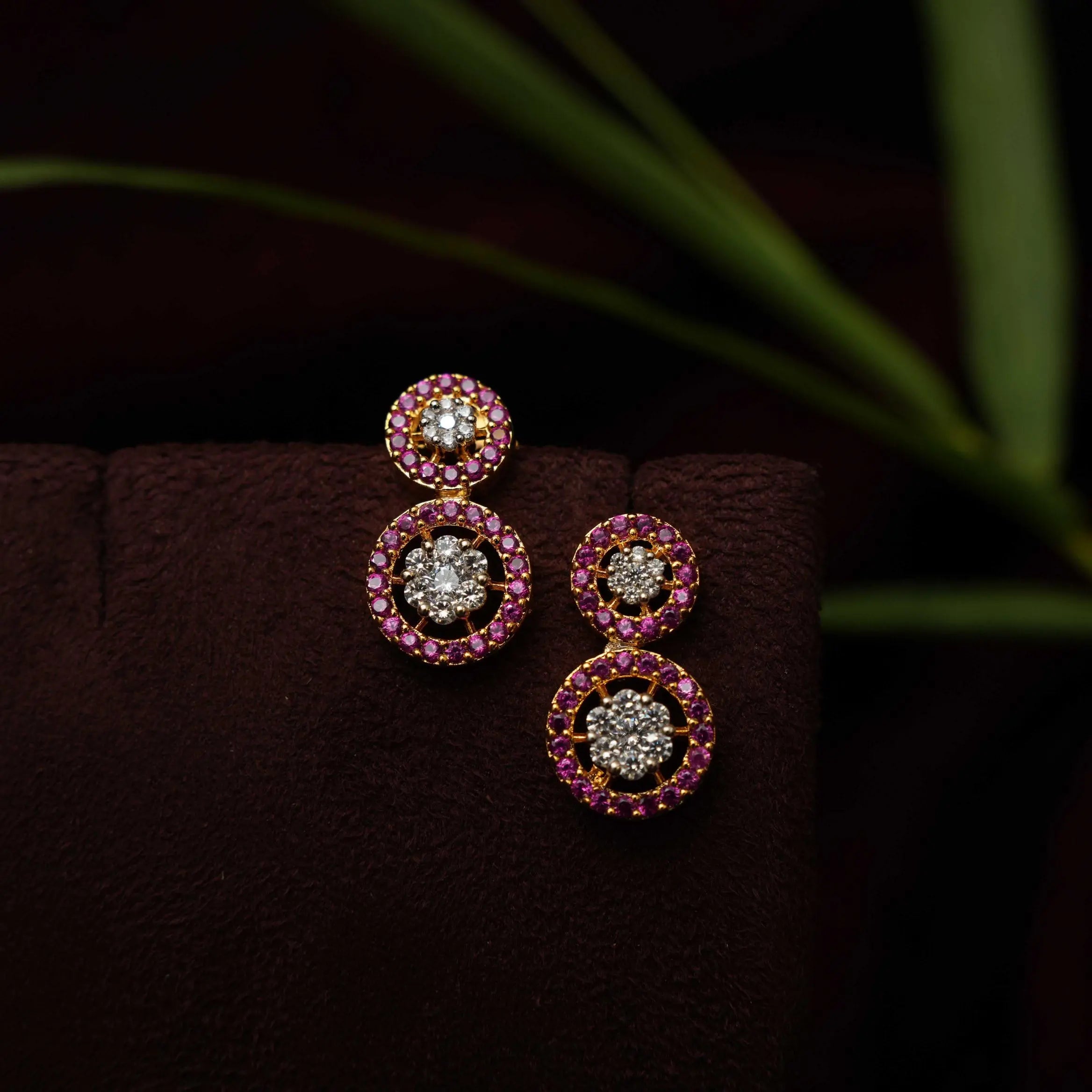 Haruthi Zircon Stud Earrings - Red