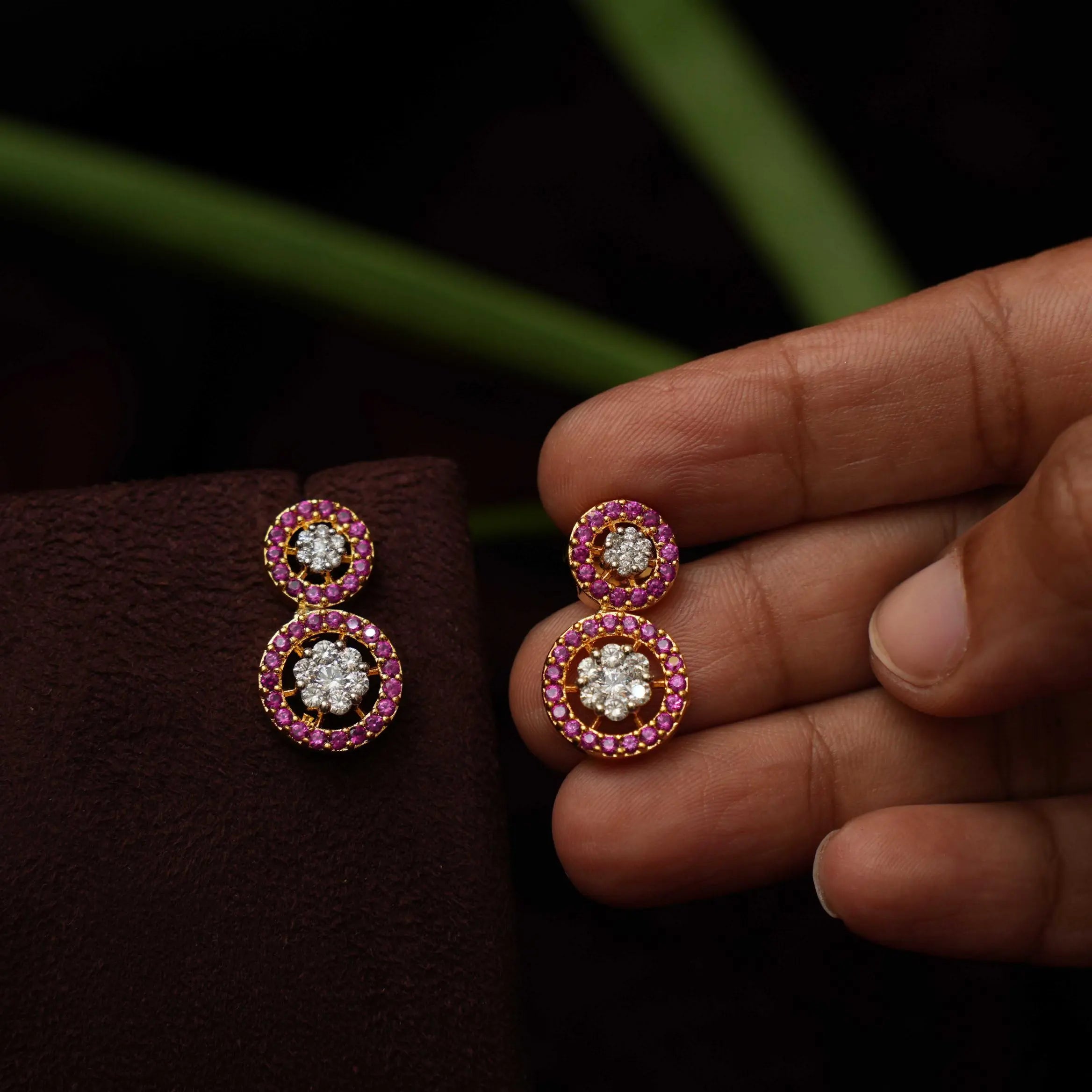 Haruthi Zircon Stud Earrings - Red