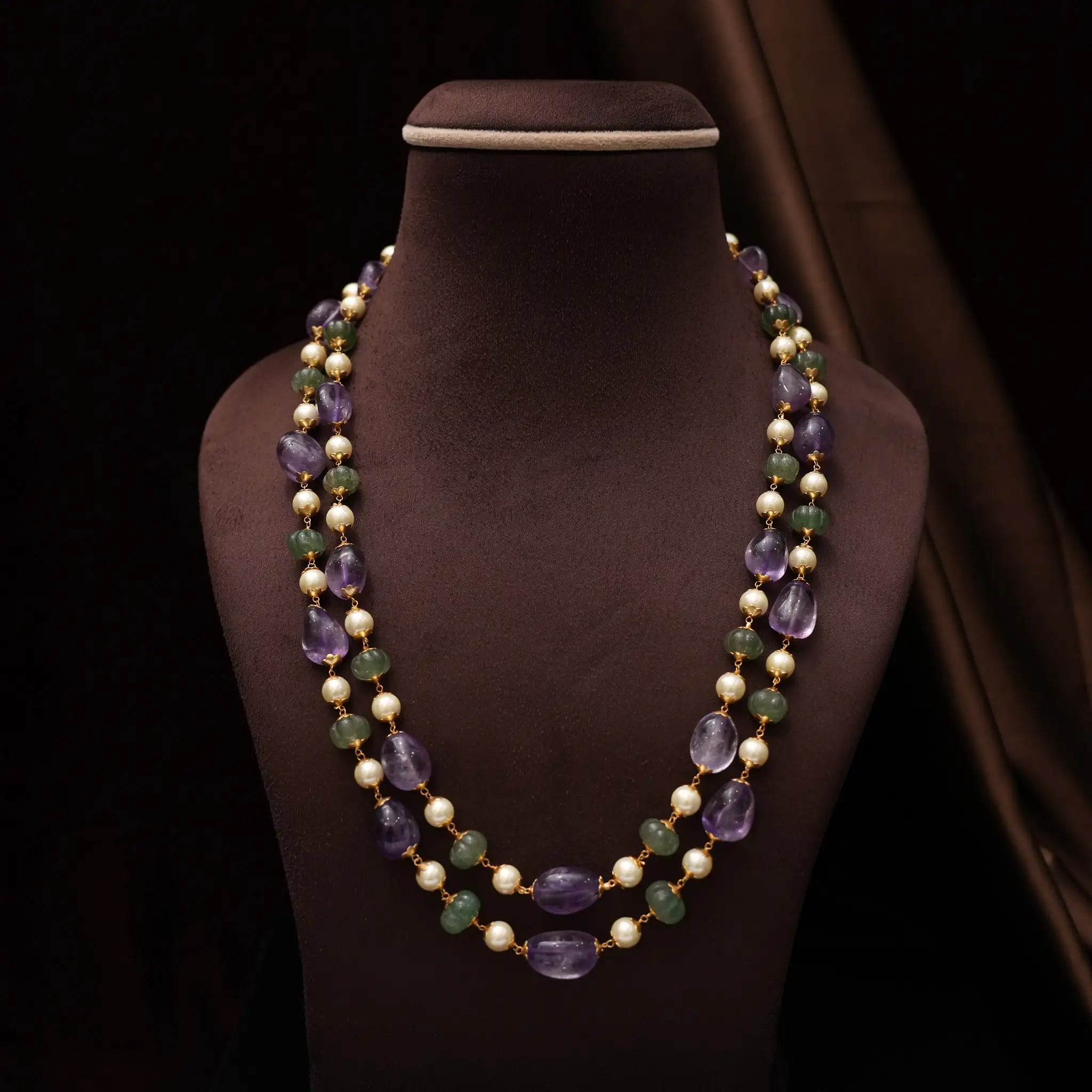 Hela Beaded Necklace - Purple
