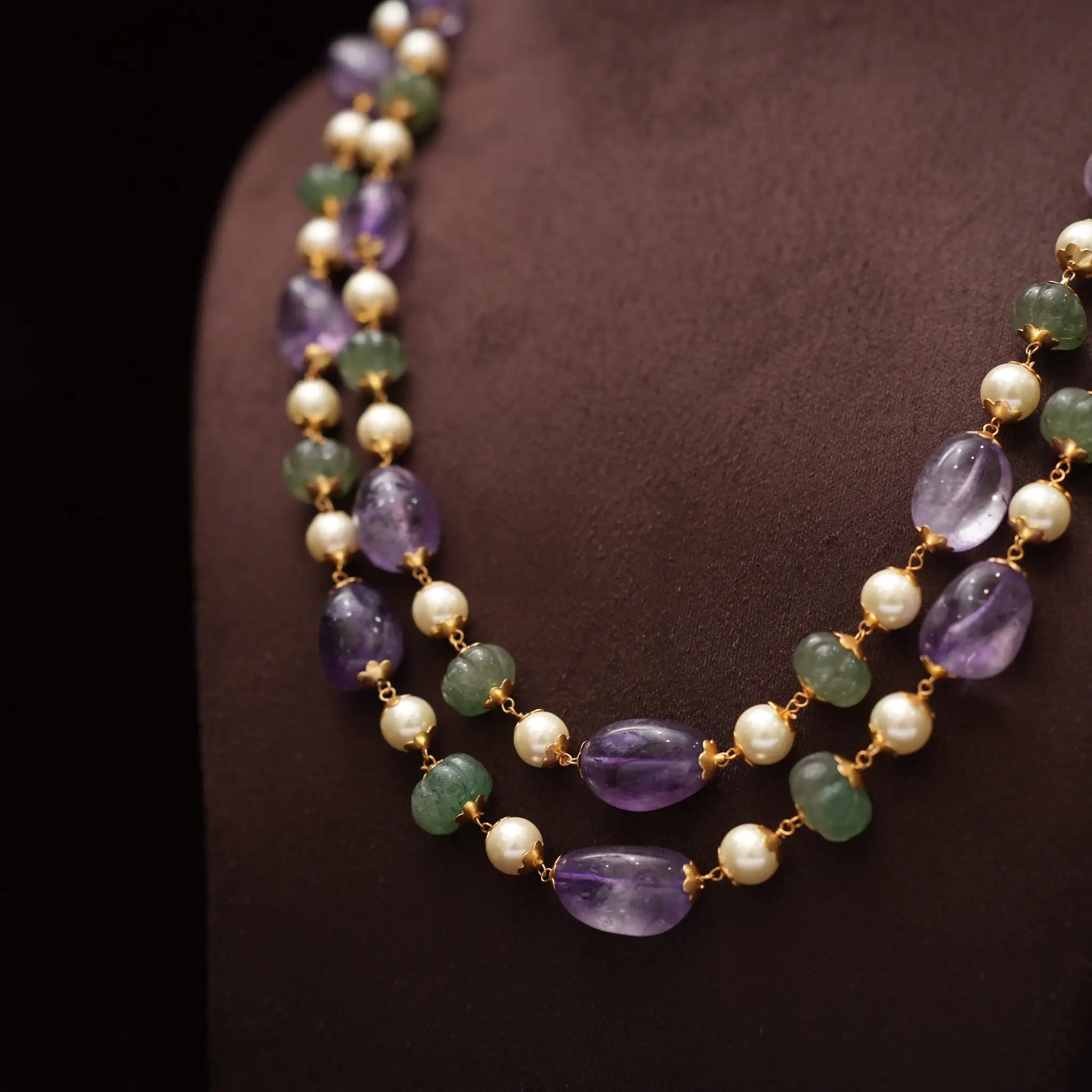 Hela Beaded Necklace - Purple