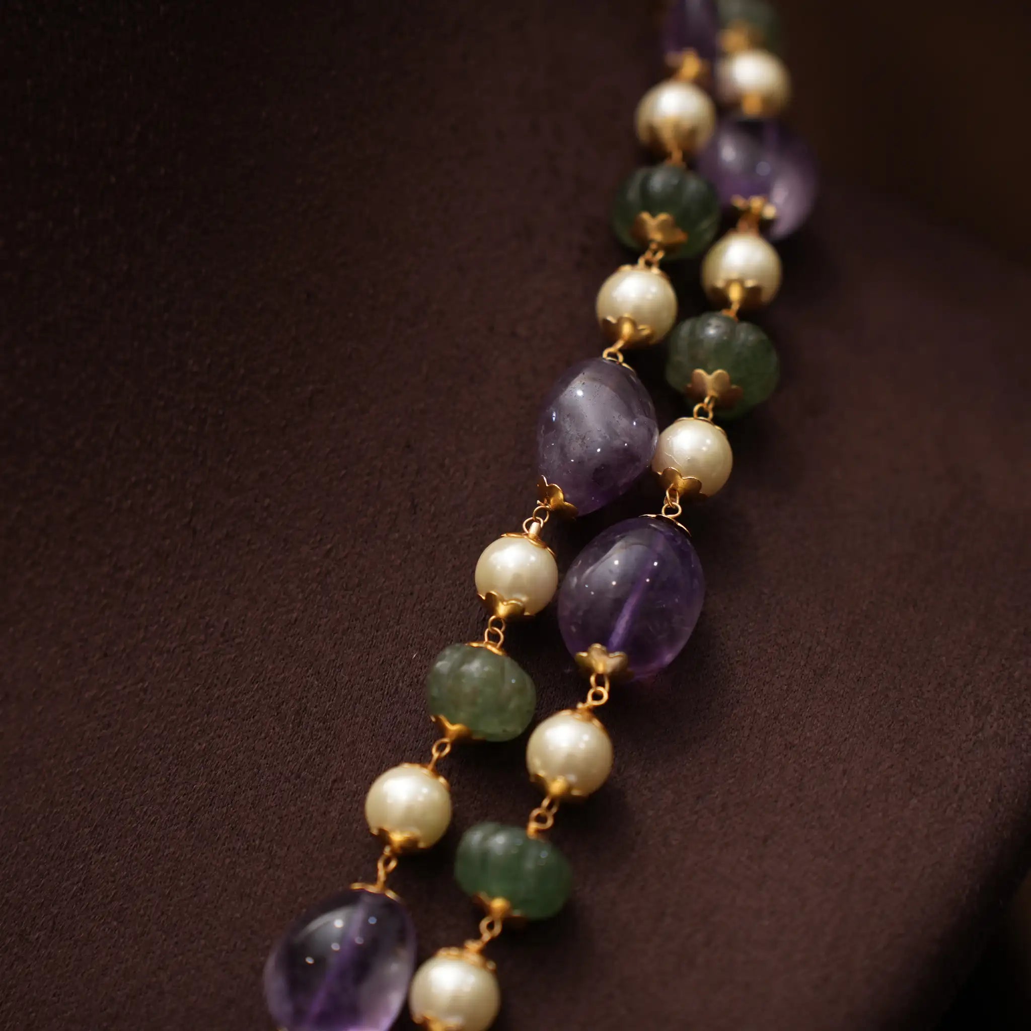 Hela Beaded Necklace - Purple