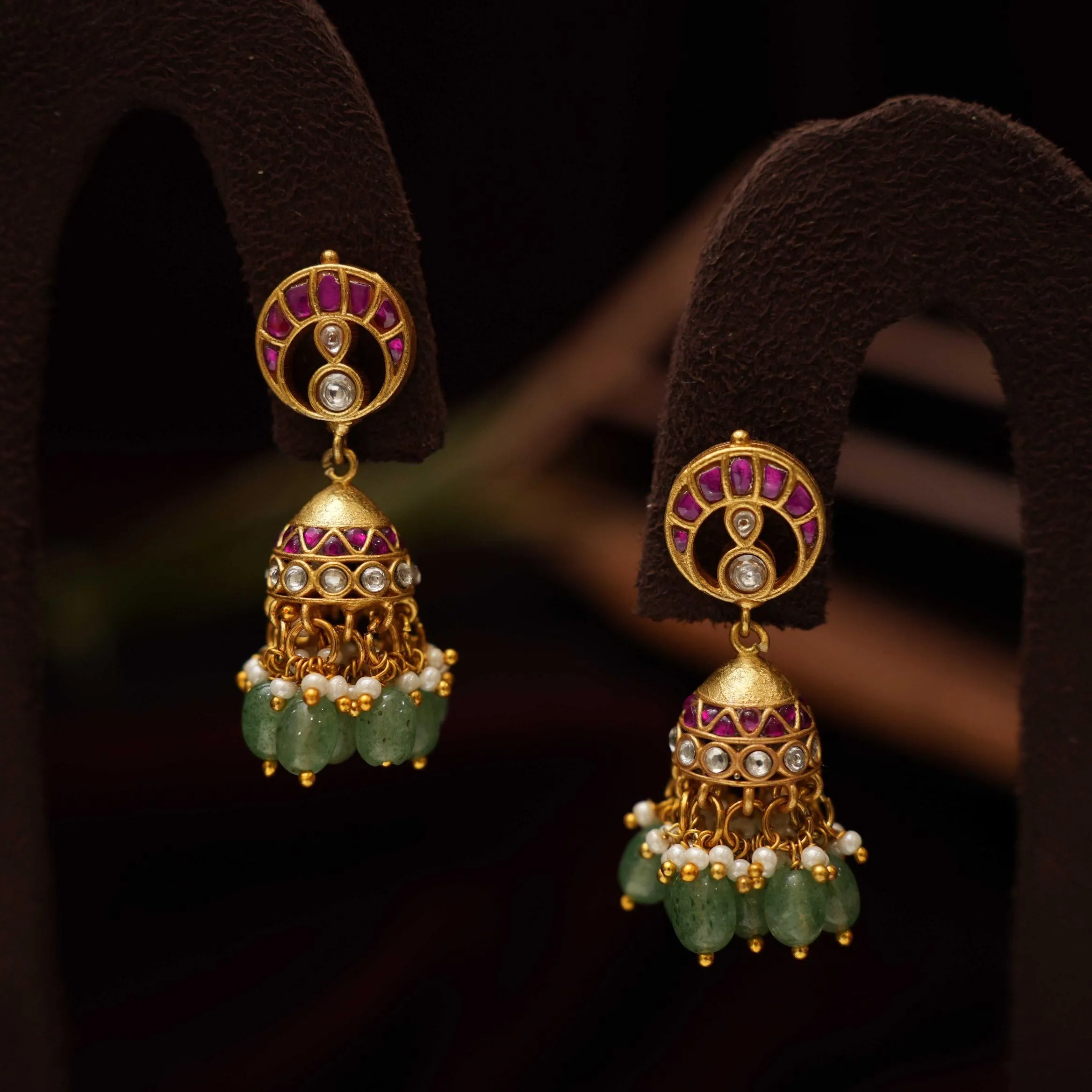 Hema Polki Jhumka Earrings - Rimli Boutique