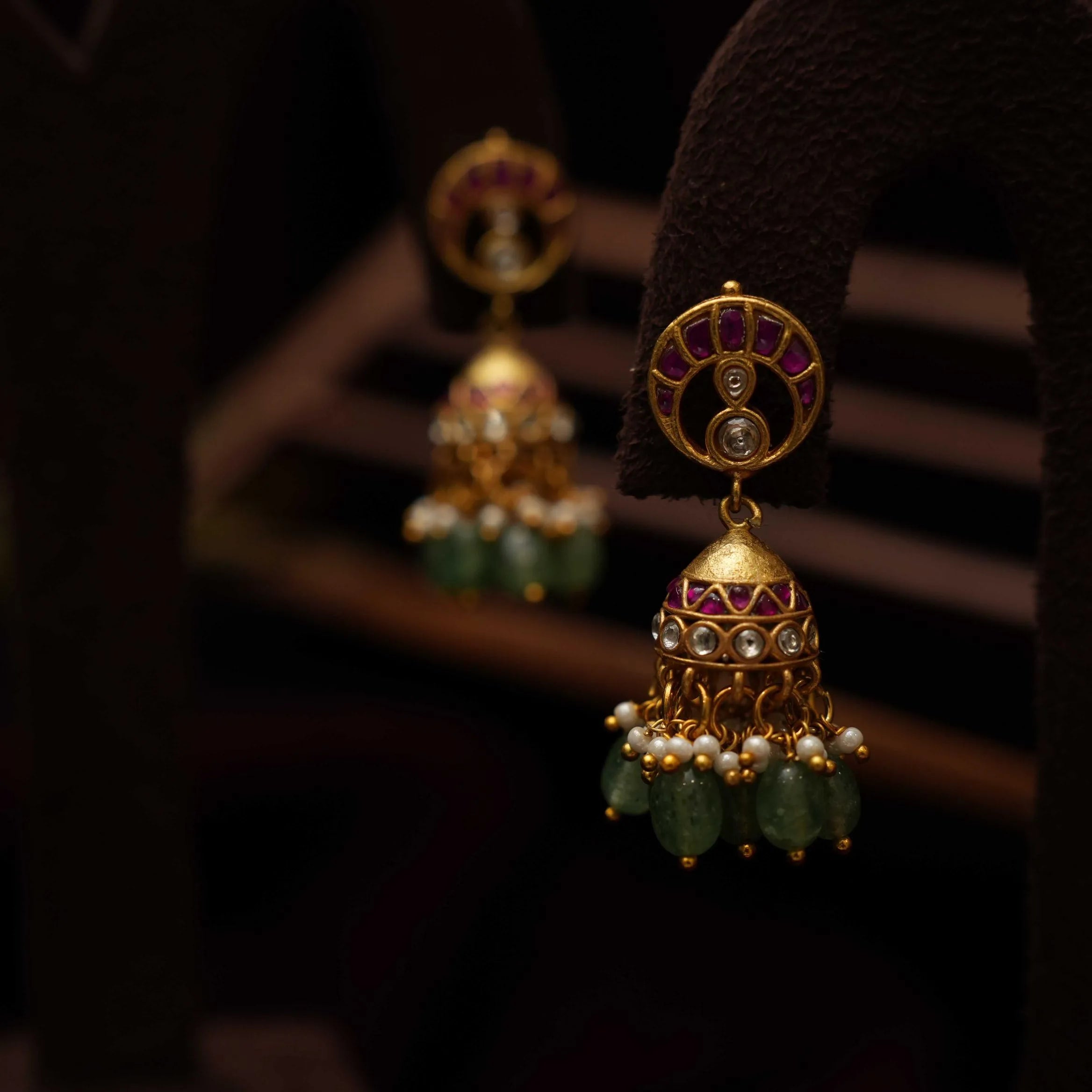 Hema Polki Jhumka Earrings - Rimli Boutique