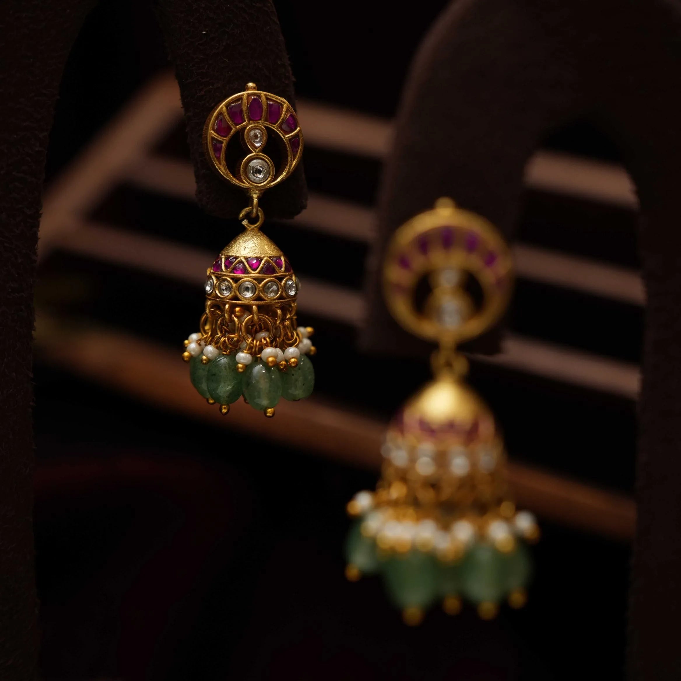 Hema Polki Jhumka Earrings - Rimli Boutique