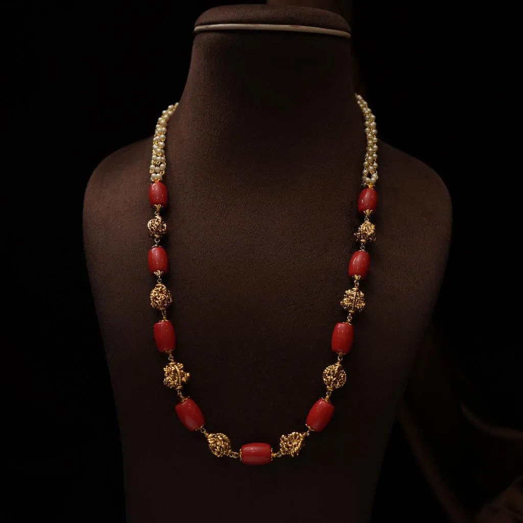 Himani Beaded Coral Necklace
