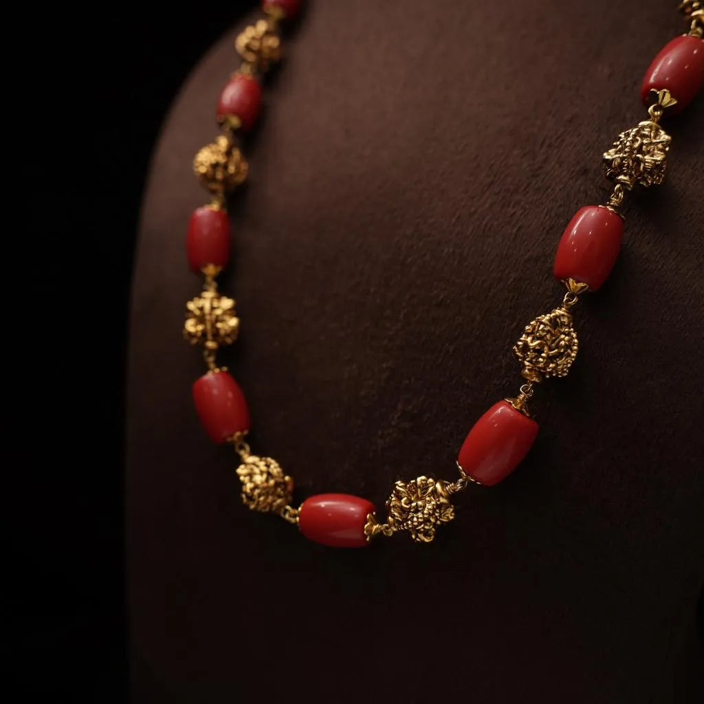 Himani Beaded Coral Necklace