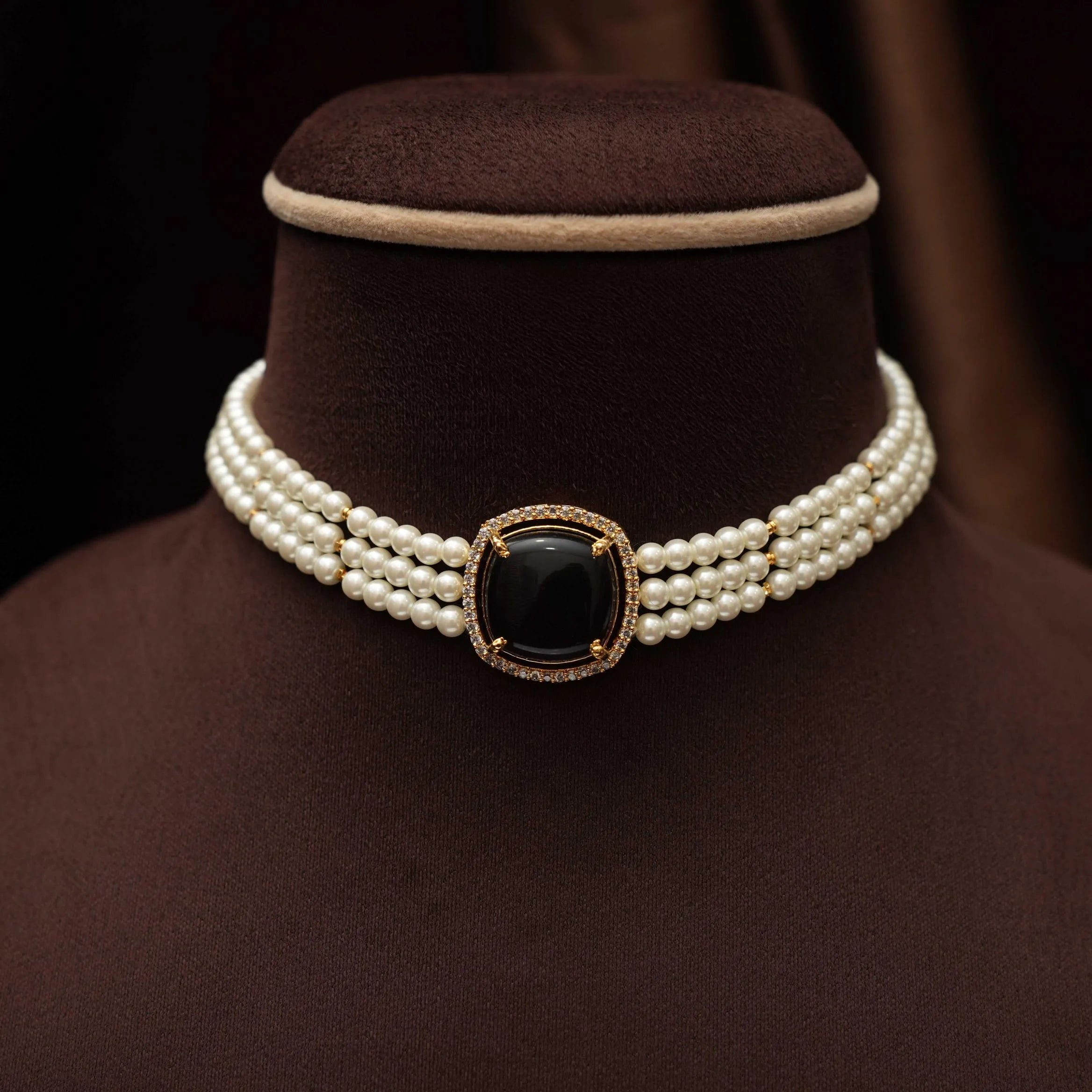 Himani Beaded Pearl Choker - Purple