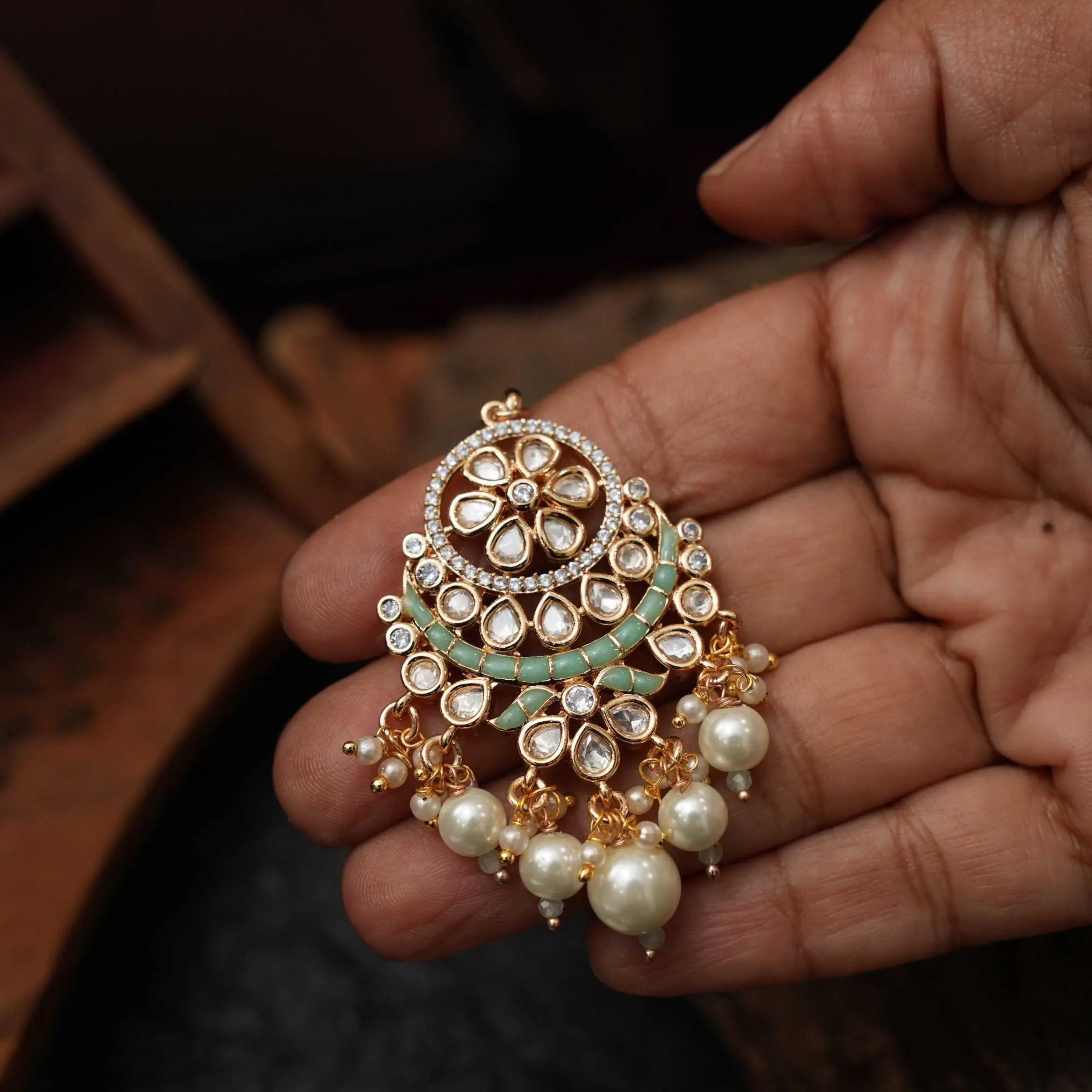 Himani Polki Tikka - Mint Green