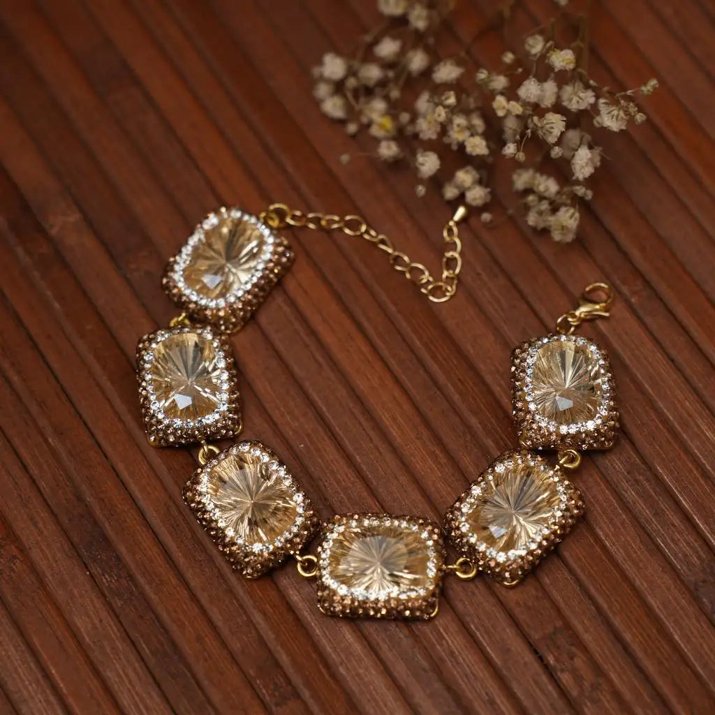Hiranya Zircon Bracelet - Champagne Gold