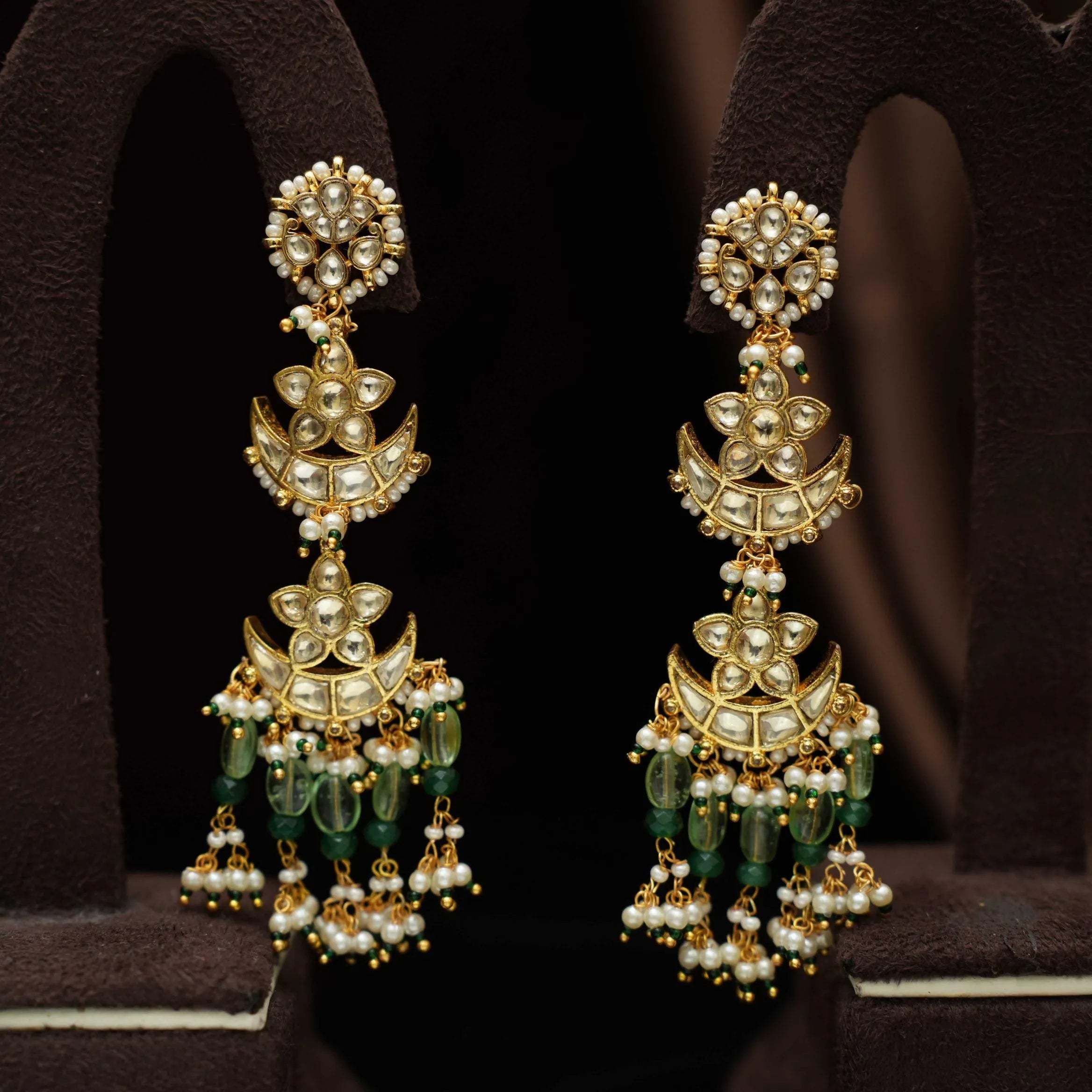 Hiza Chandbali Polki Earrings - Round