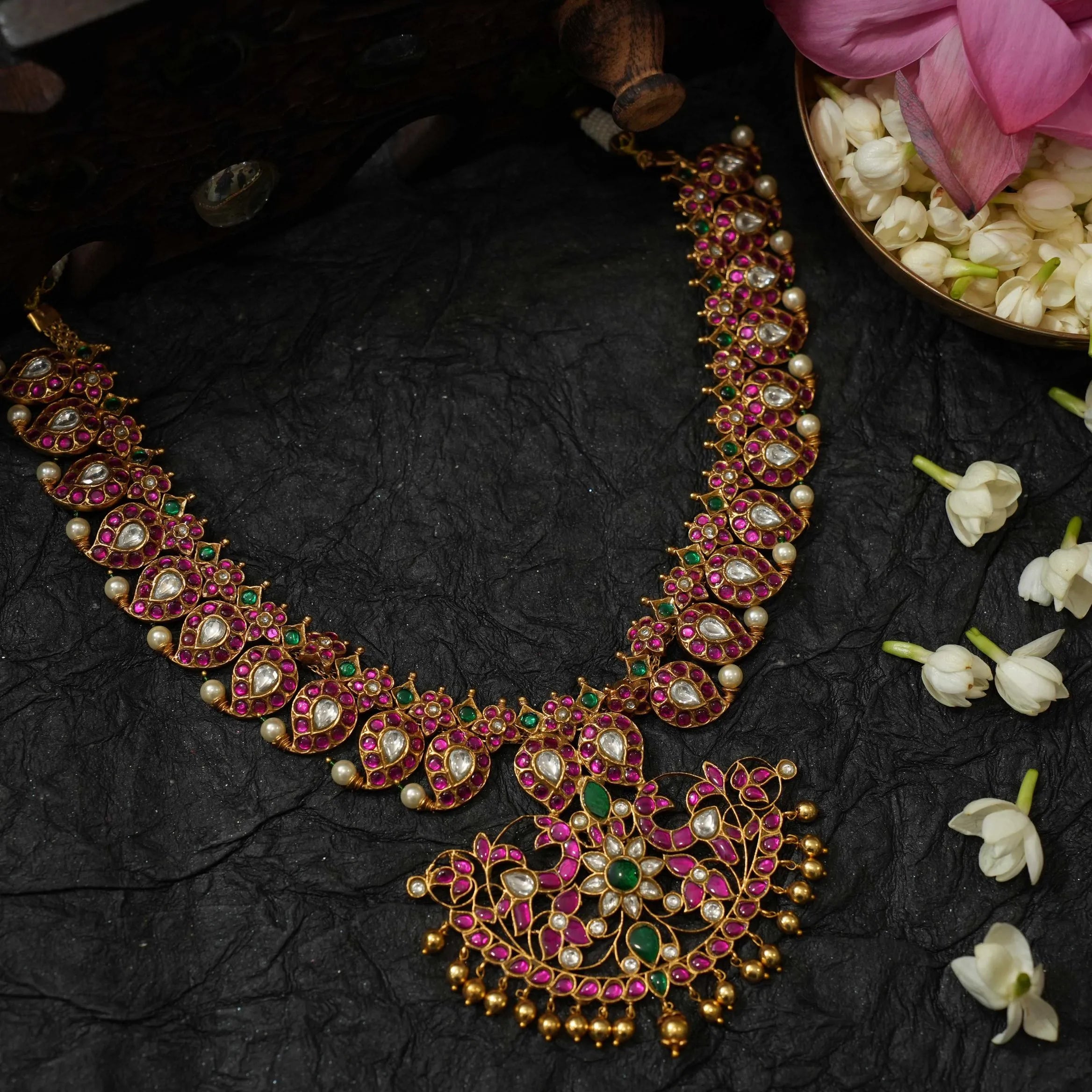 Hritika Traditional Mango Necklace - Pink