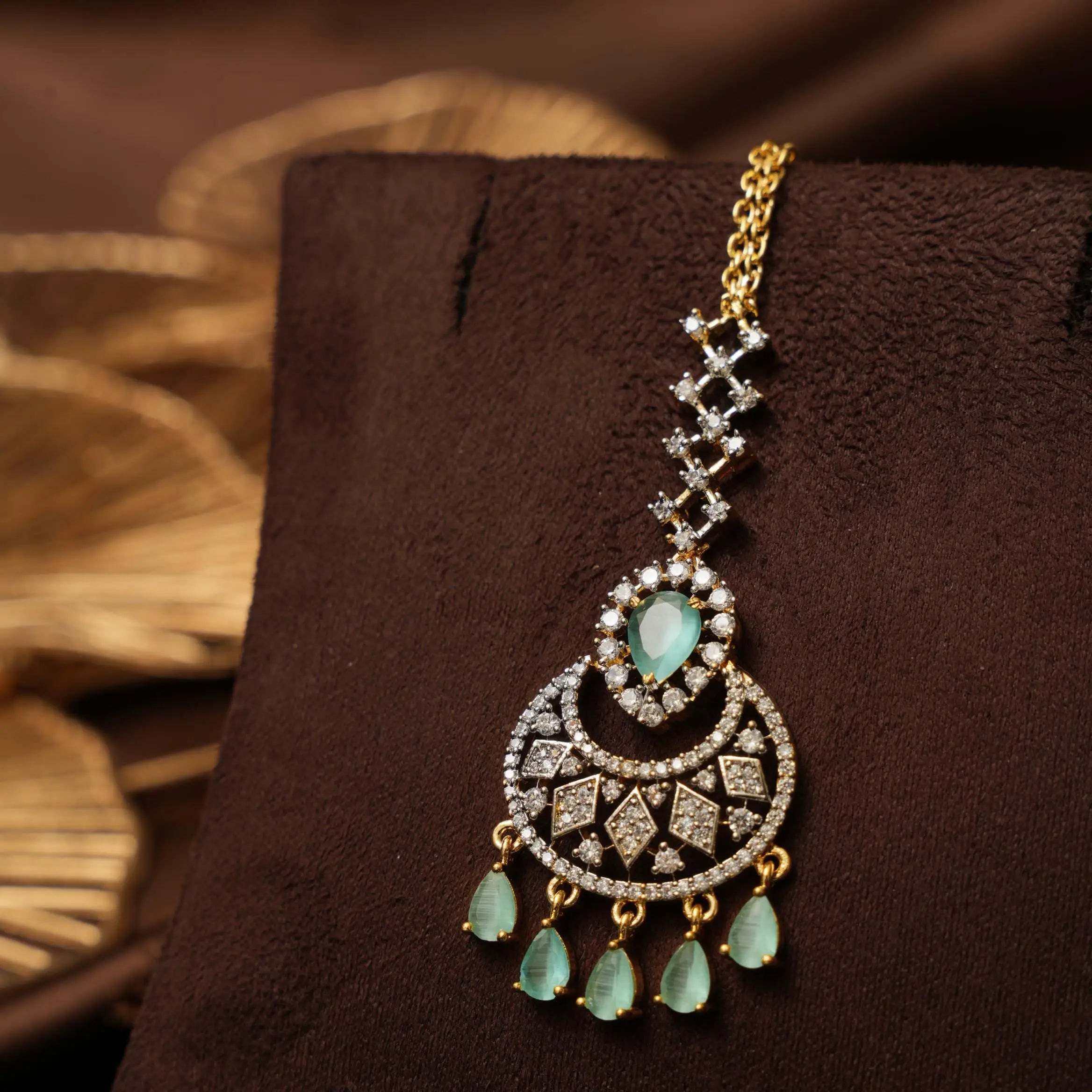 Hritvi Zircon Tikka - Pastel Green