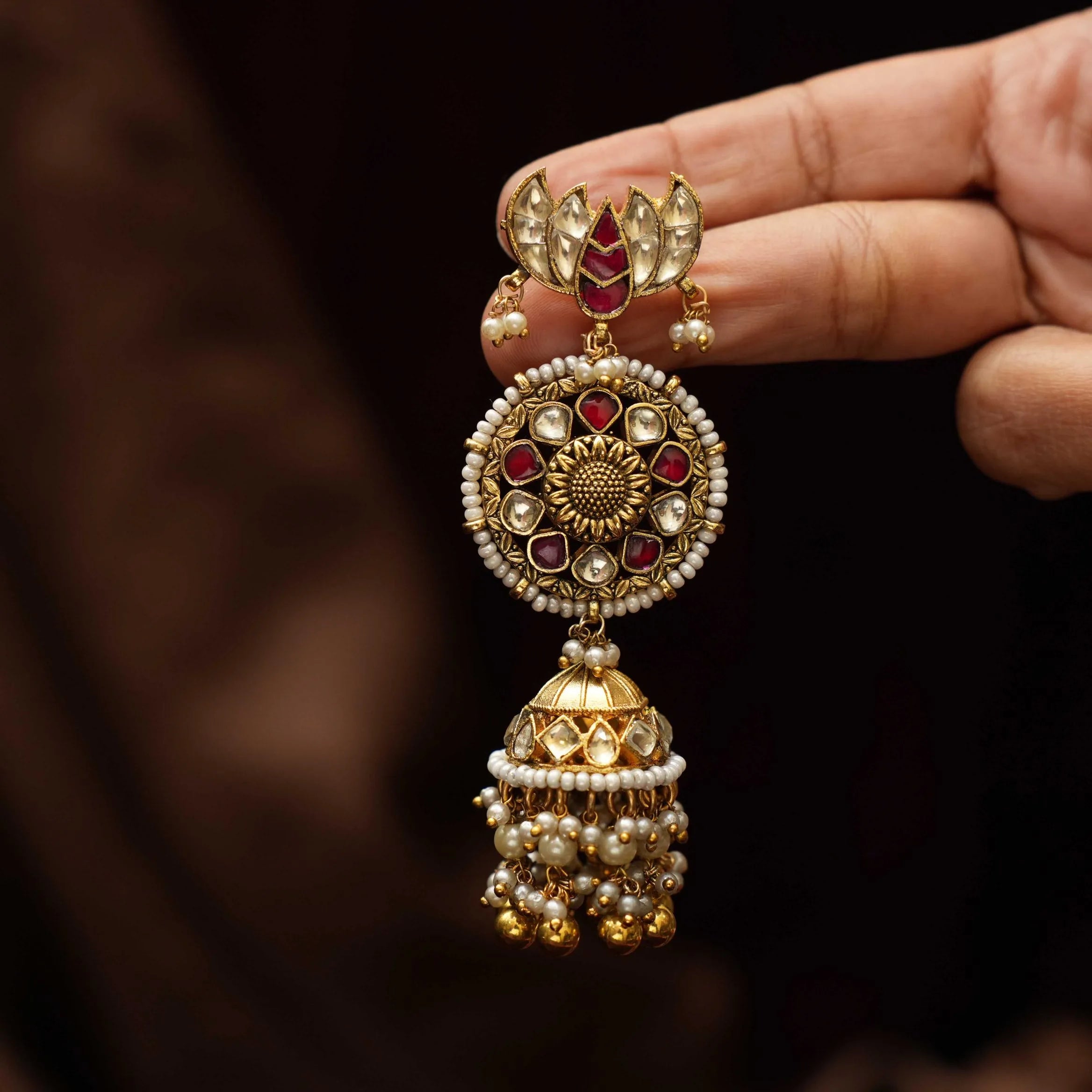 Ilivila Polki Jhumka Earrings