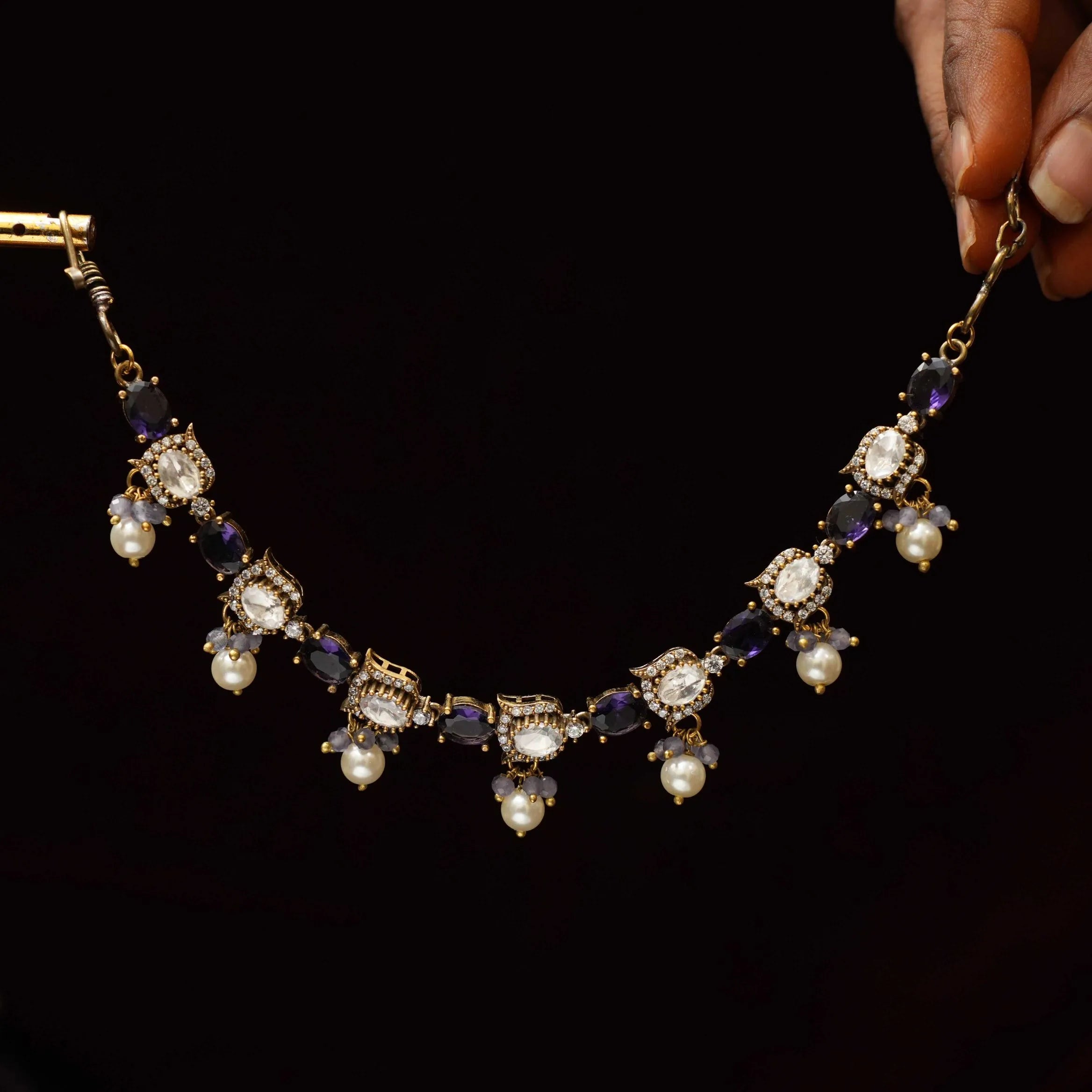 Inaaya Victorian Ear Chain - Purple