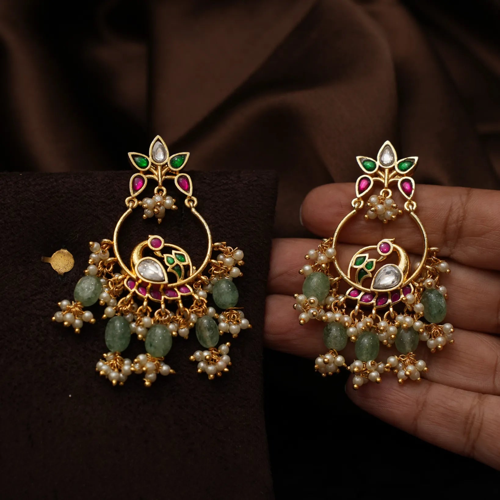 Inara Polki Chandbali Earrings