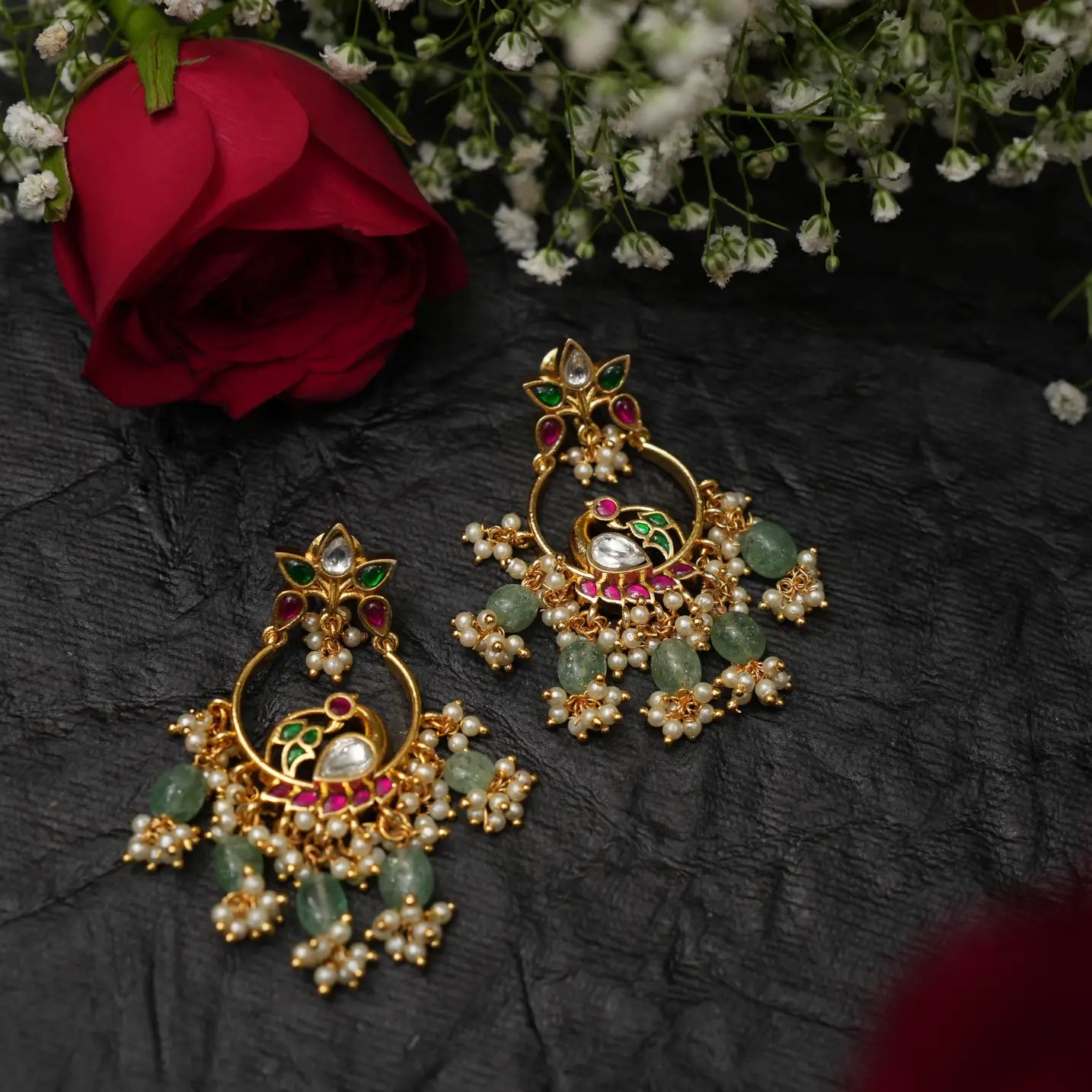 Inara Polki Chandbali Earrings