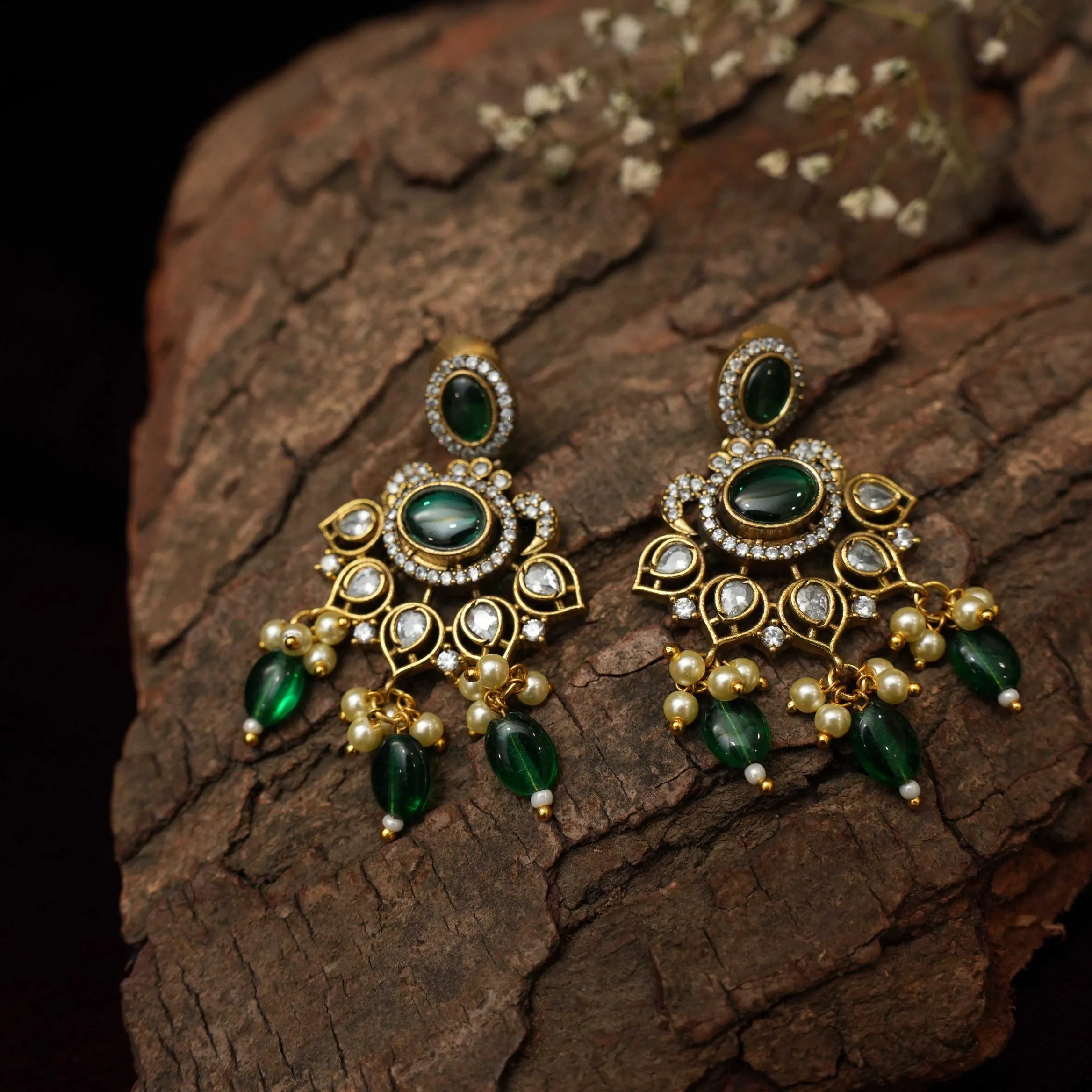 Indumathi Victorian Polki Earrings - Ziya