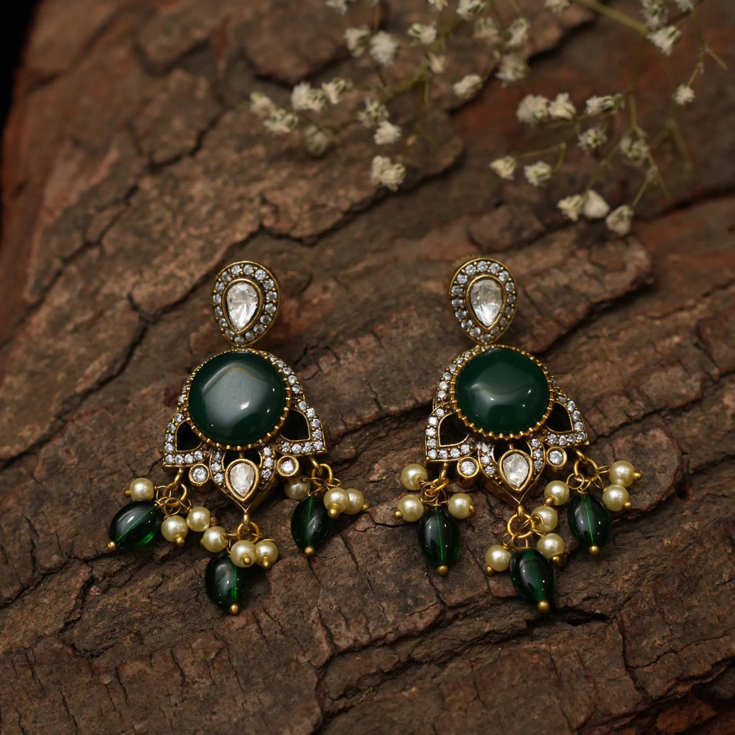 Indumathi Victorian Polki Earrings - Vini