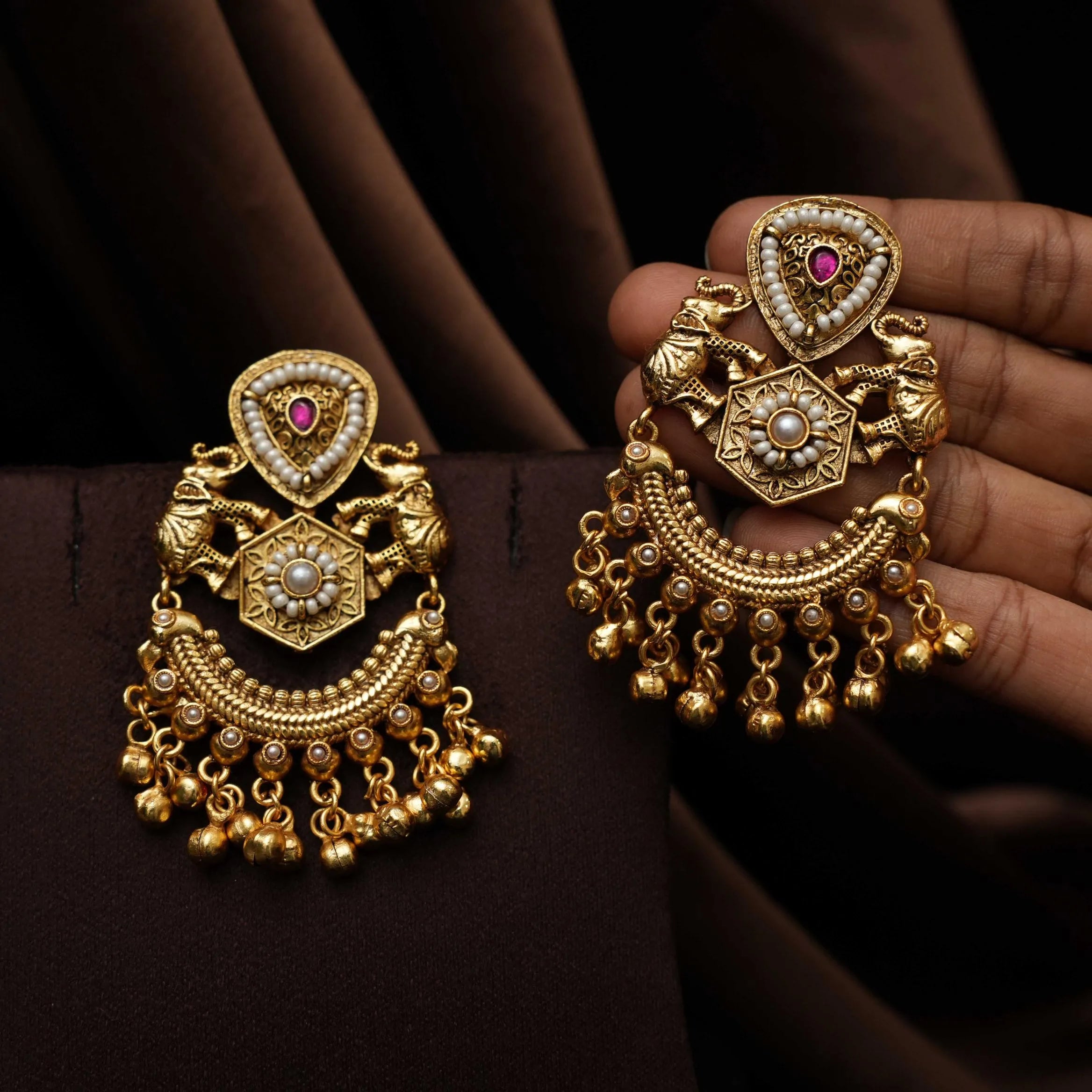 Ipsita Antique Designer Earrings - Pearl