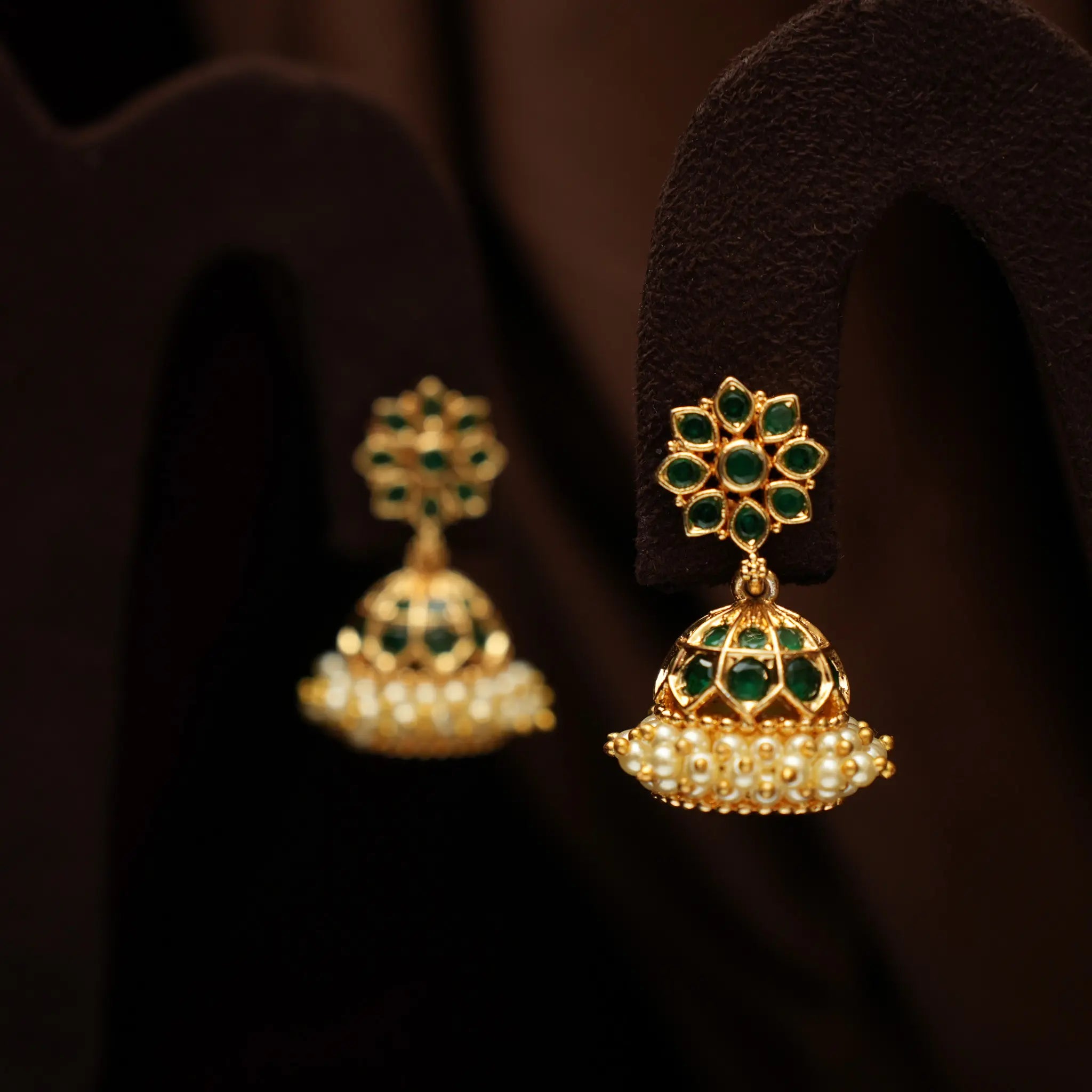 Iraja Antique Jhumka - Green