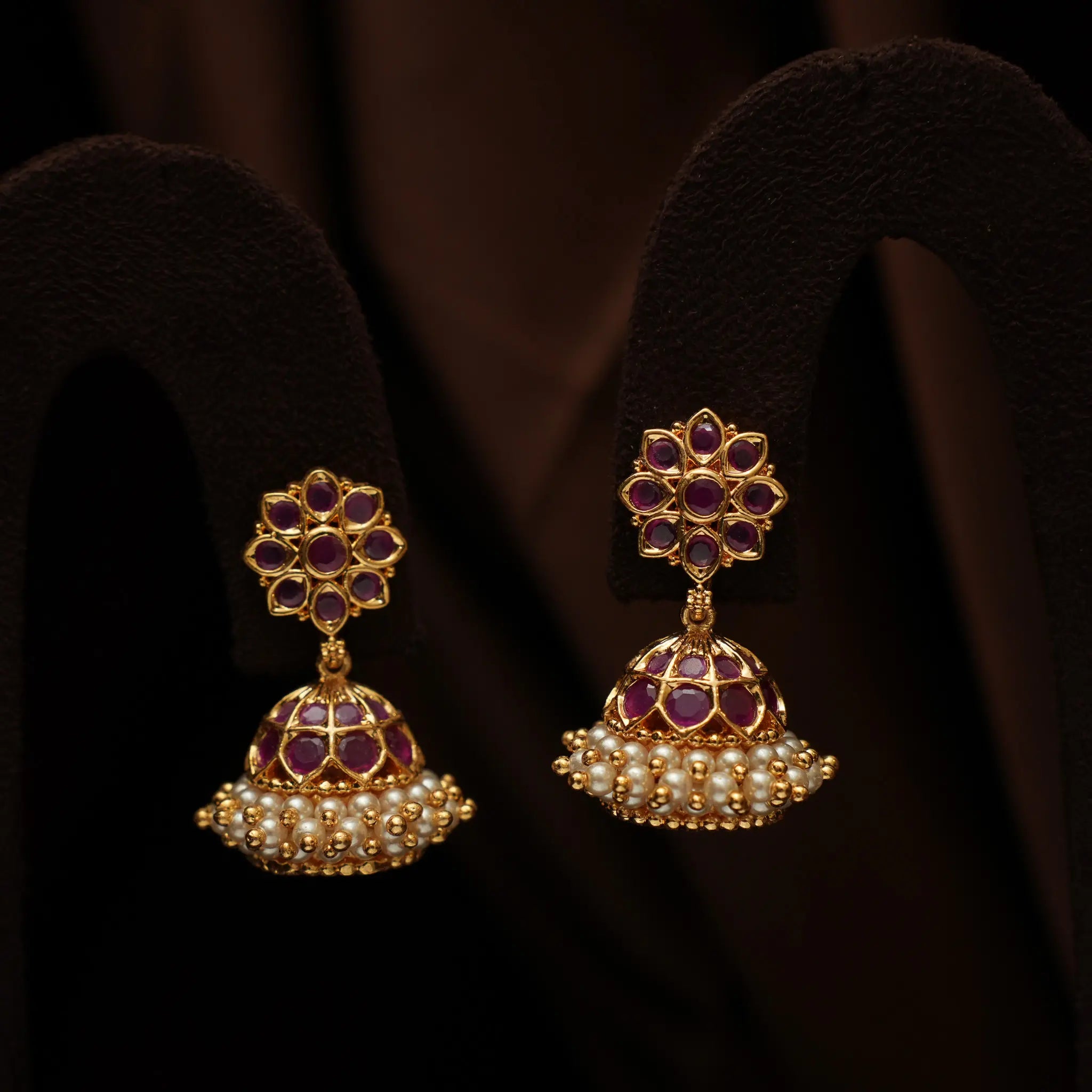 Iraja Antique Jhumka - Red