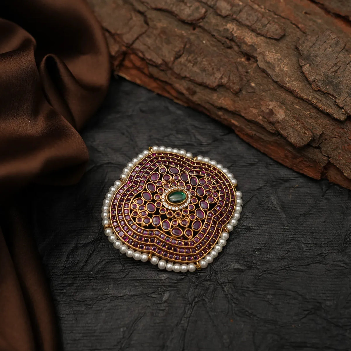 Ishita Antique Hair Pin / Rakkodi - Red & Green